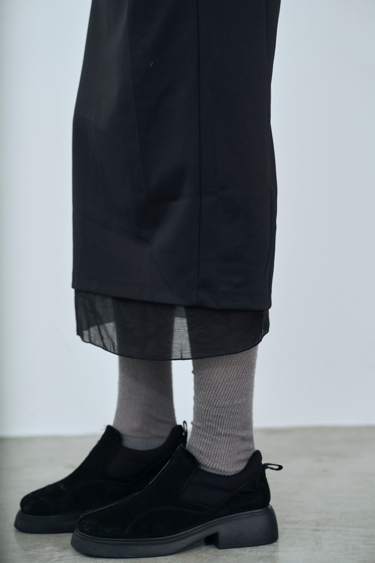 satin & sheer layered skirt
