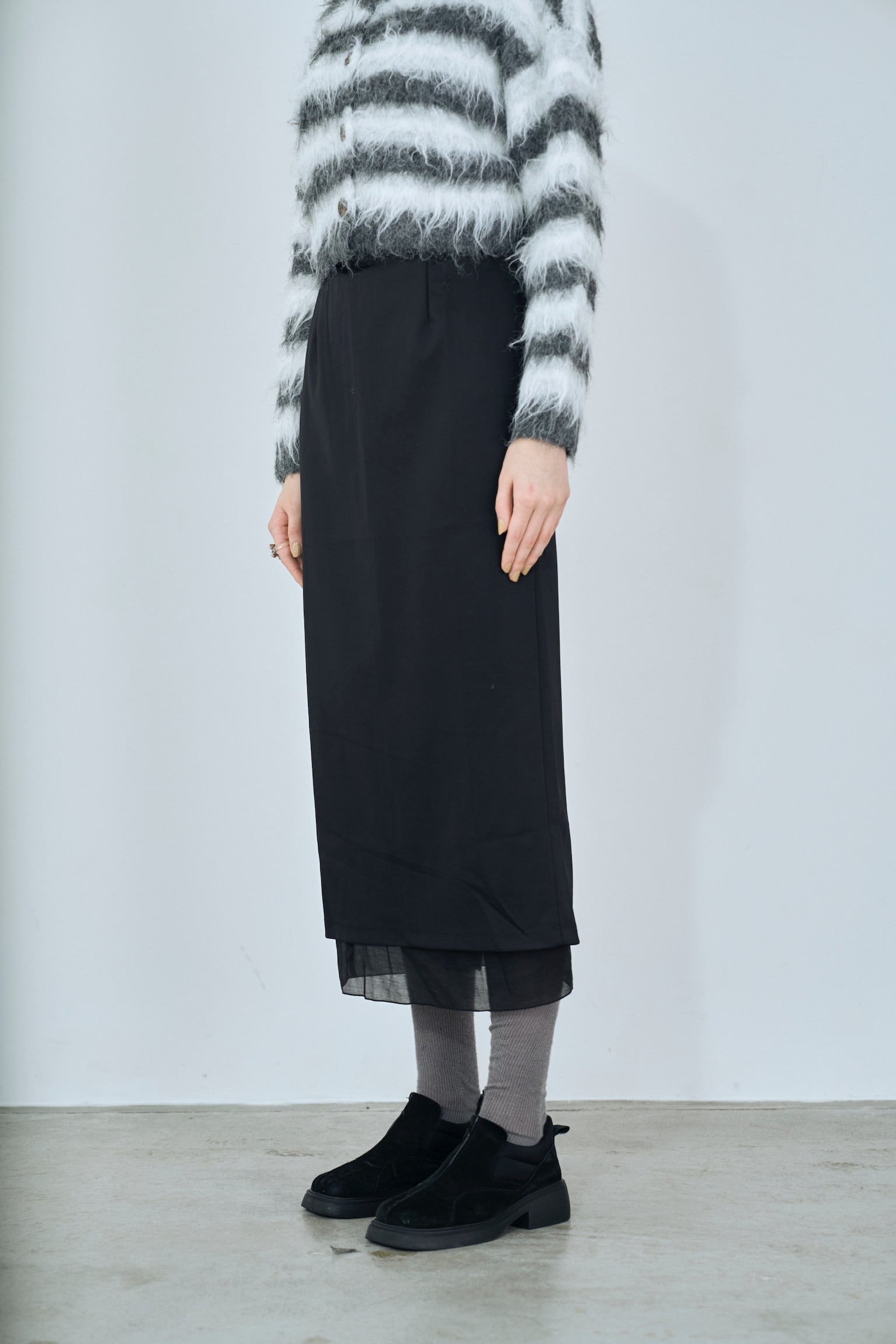 satin & sheer layered skirt