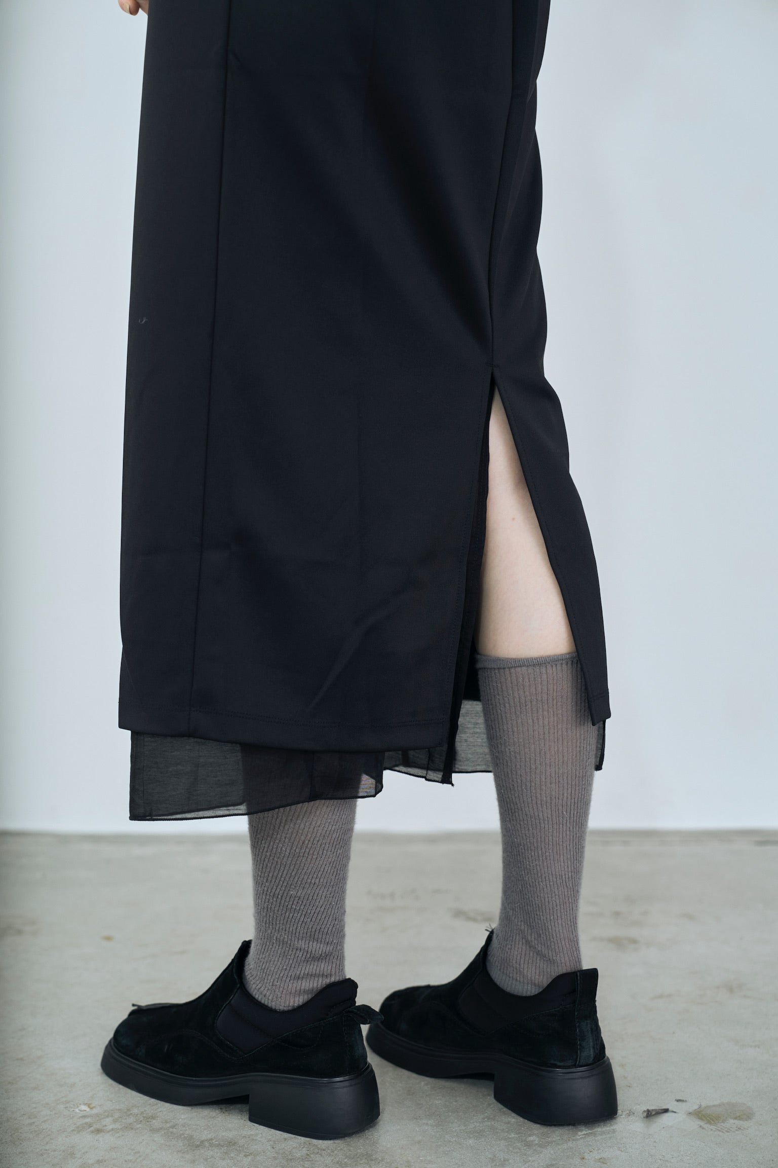 satin & sheer layered skirt