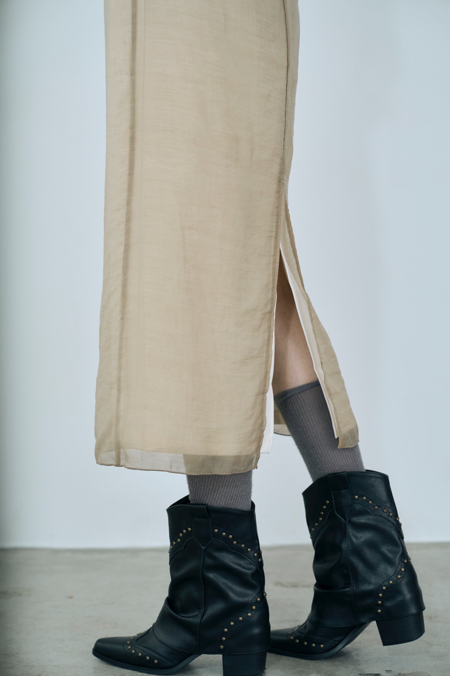 satin & sheer layered skirt