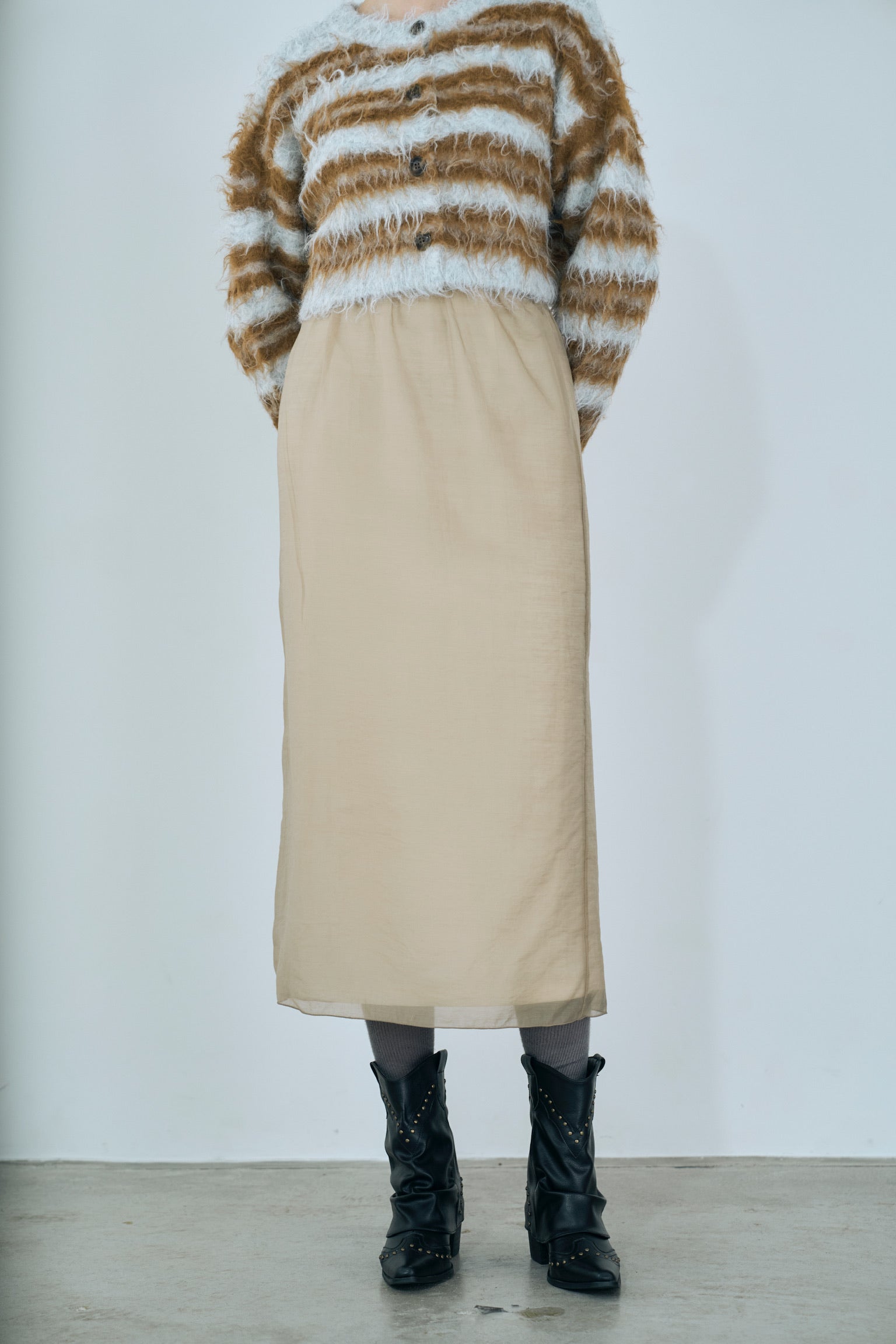 satin & sheer layered skirt