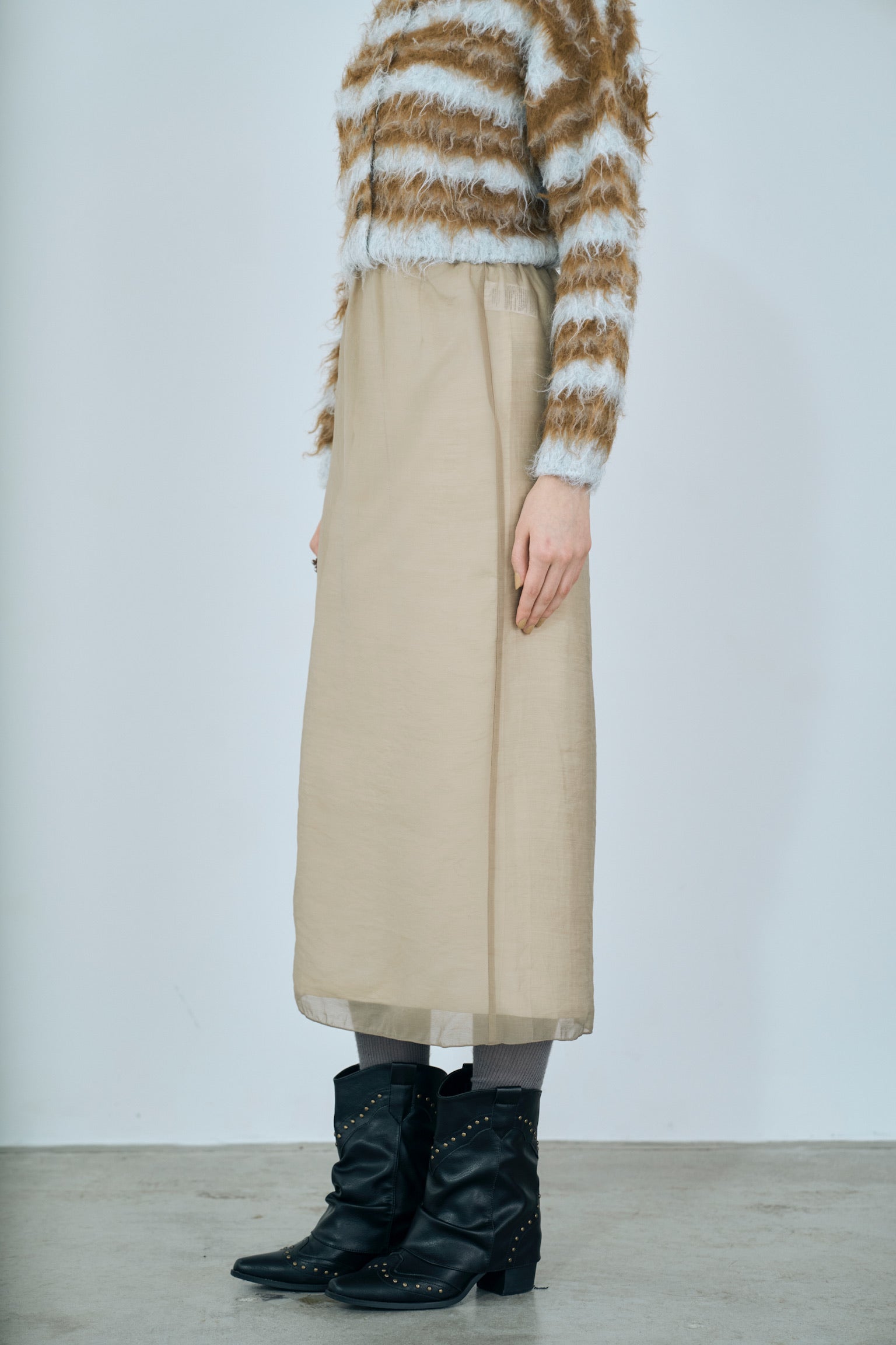 satin & sheer layered skirt