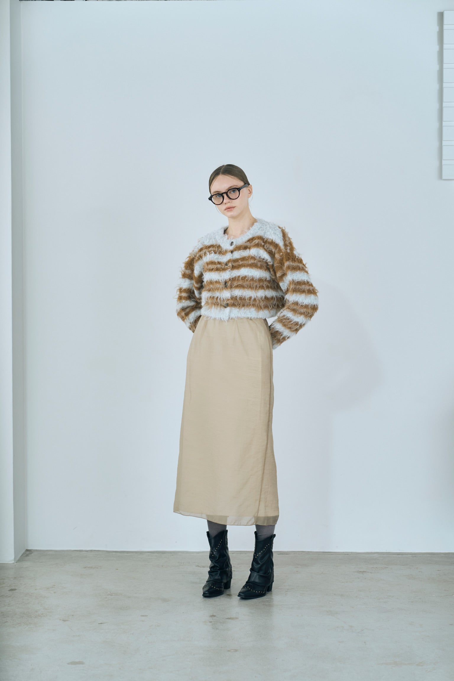 satin & sheer layered skirt