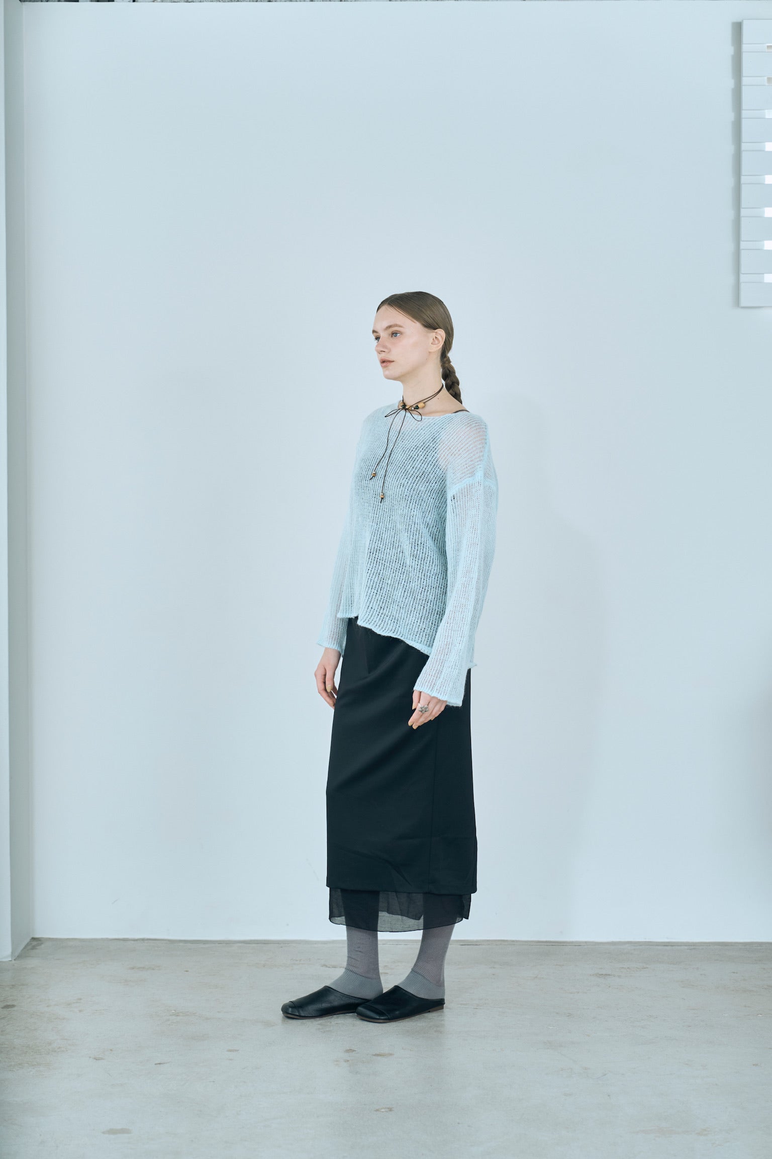 satin & sheer layered skirt