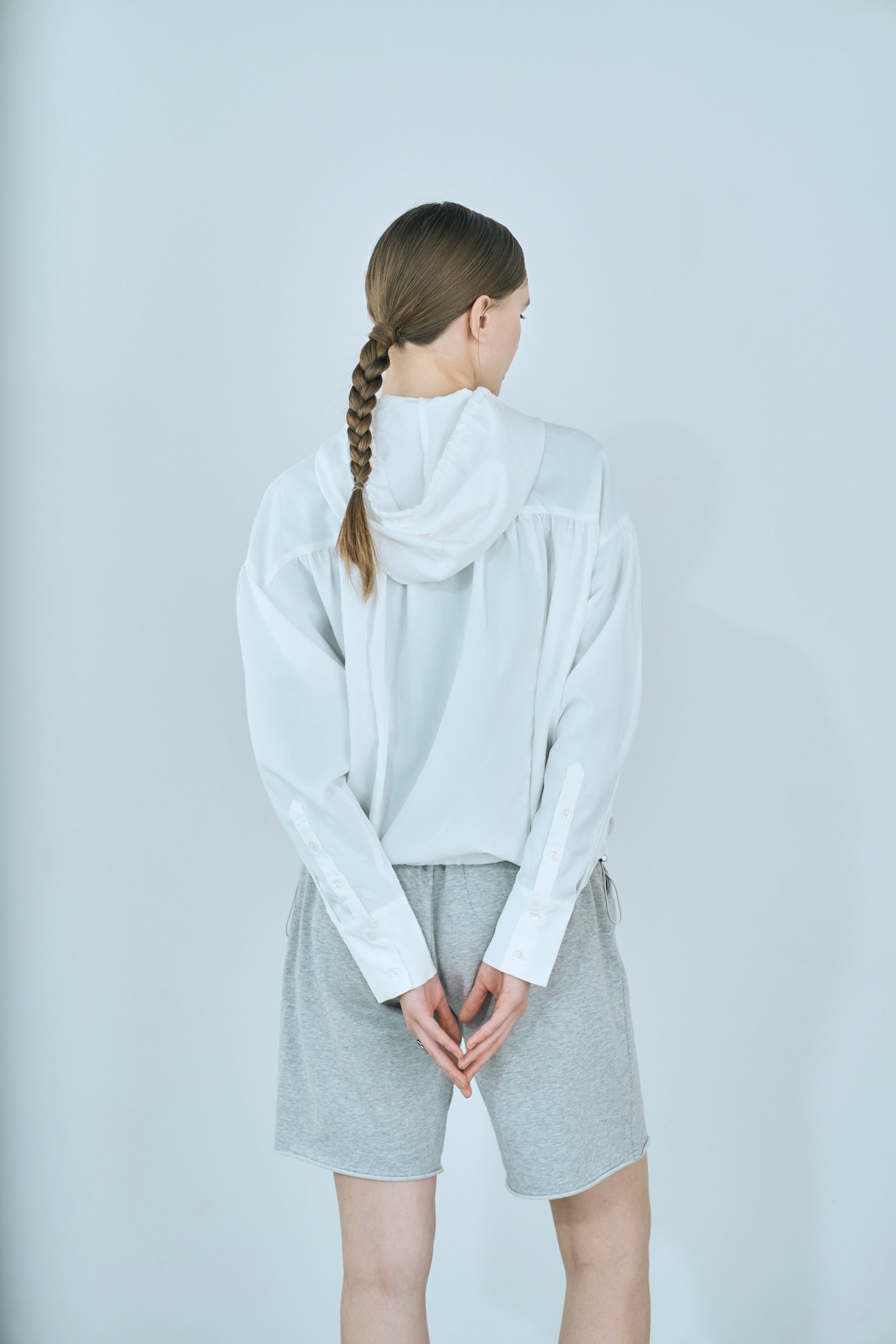 drawstring frill hoodie