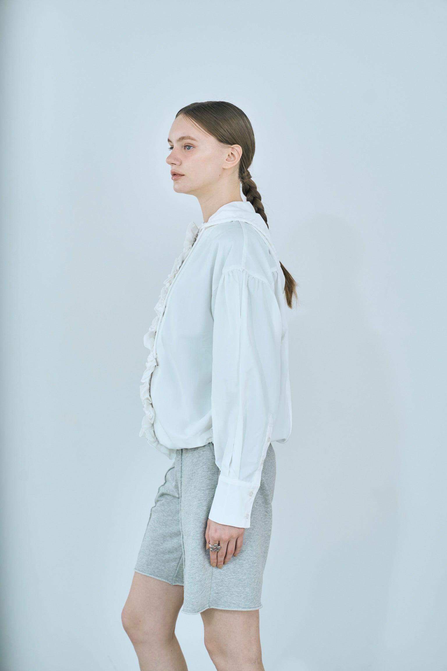 drawstring frill hoodie