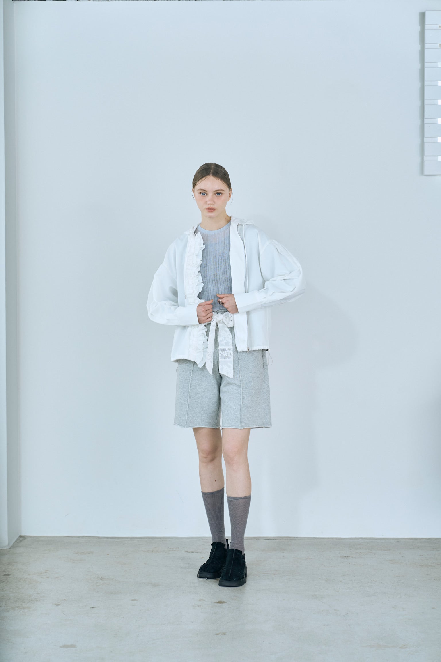 drawstring frill hoodie