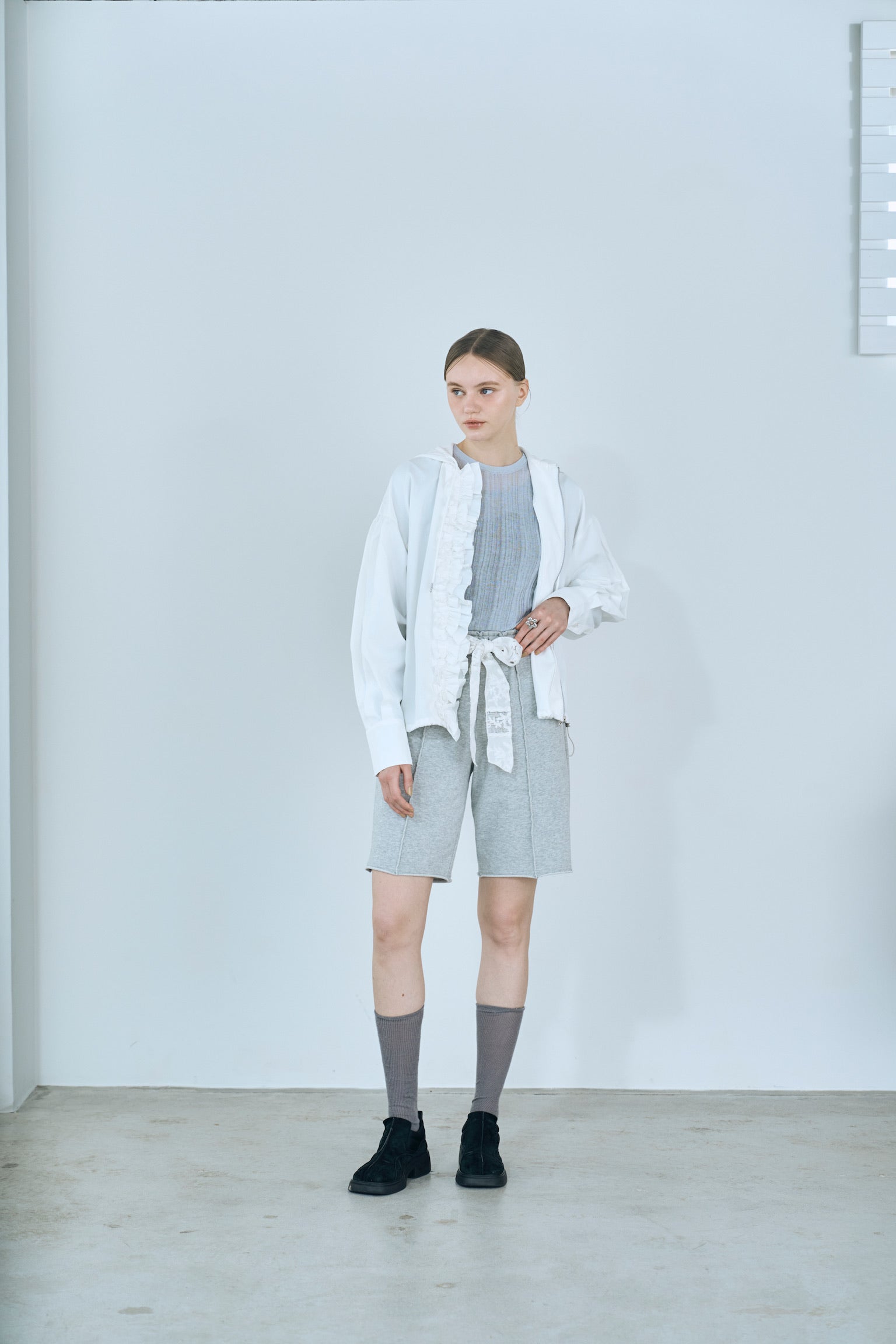 drawstring frill hoodie