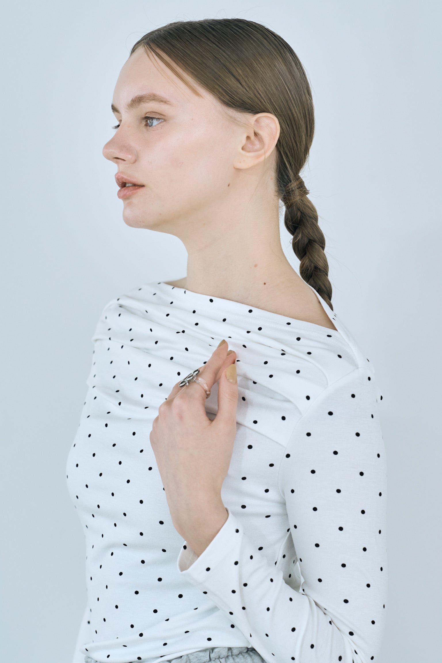 dot off shoulder tops