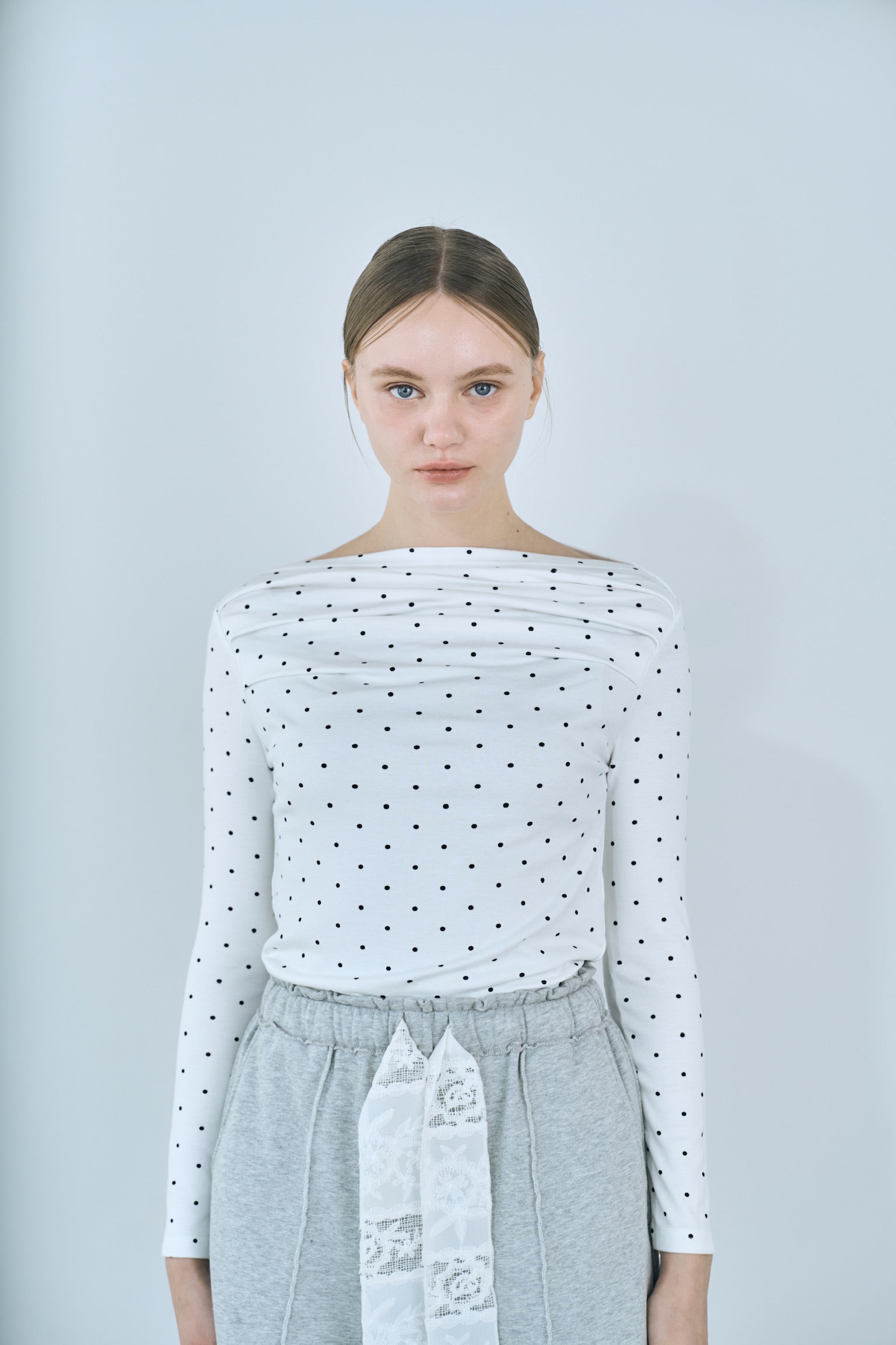 dot off shoulder tops