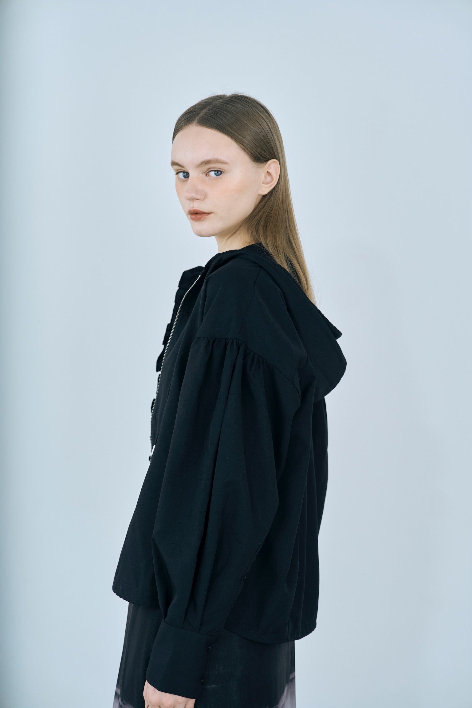 drawstring frill hoodie