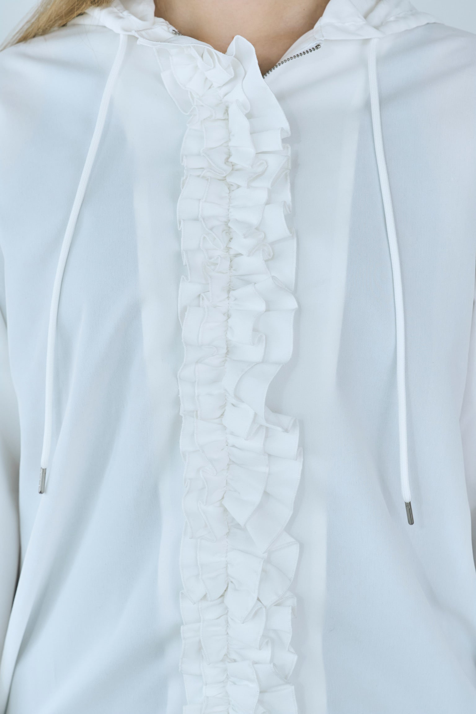 drawstring frill hoodie