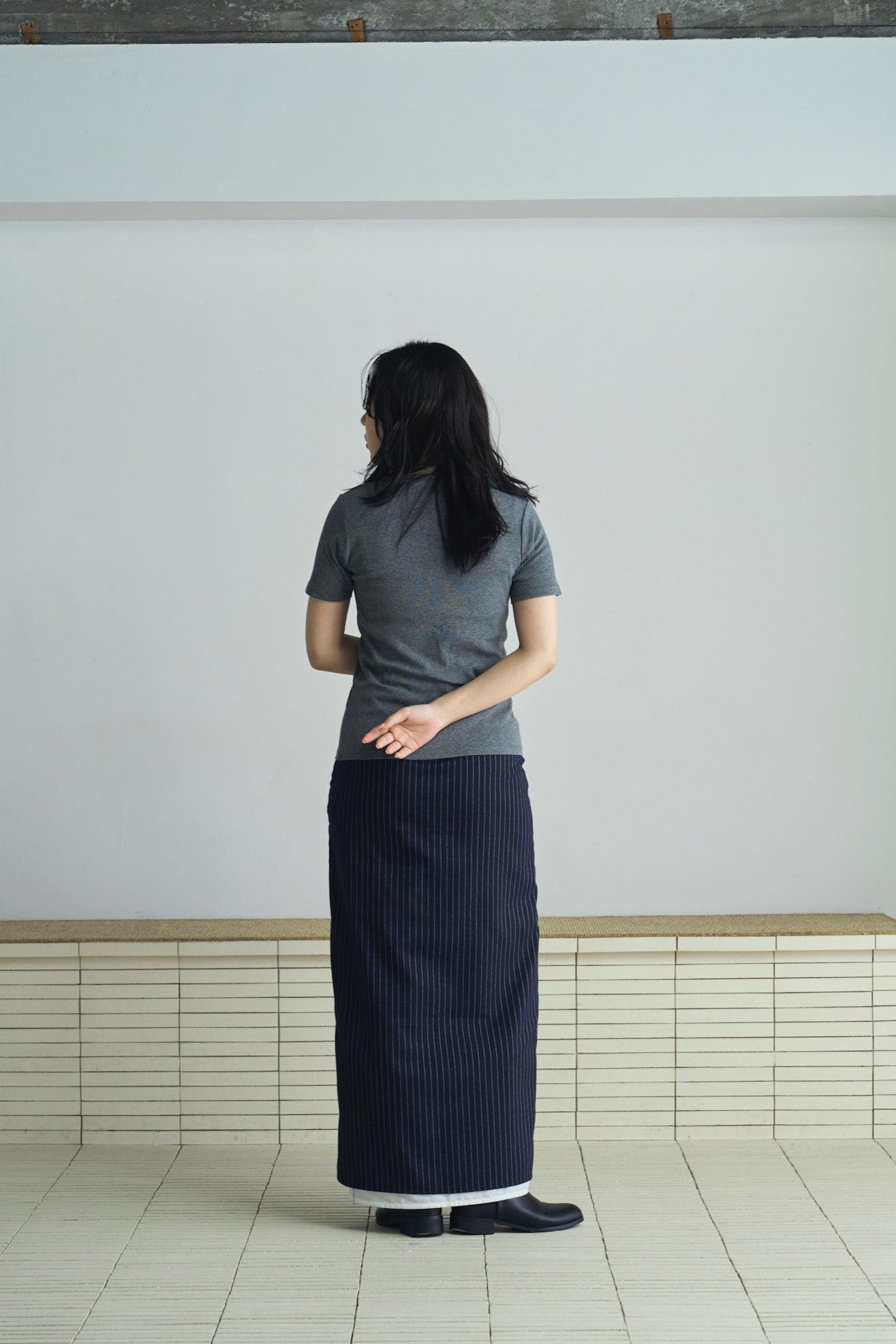 asymmetry snap rib knit