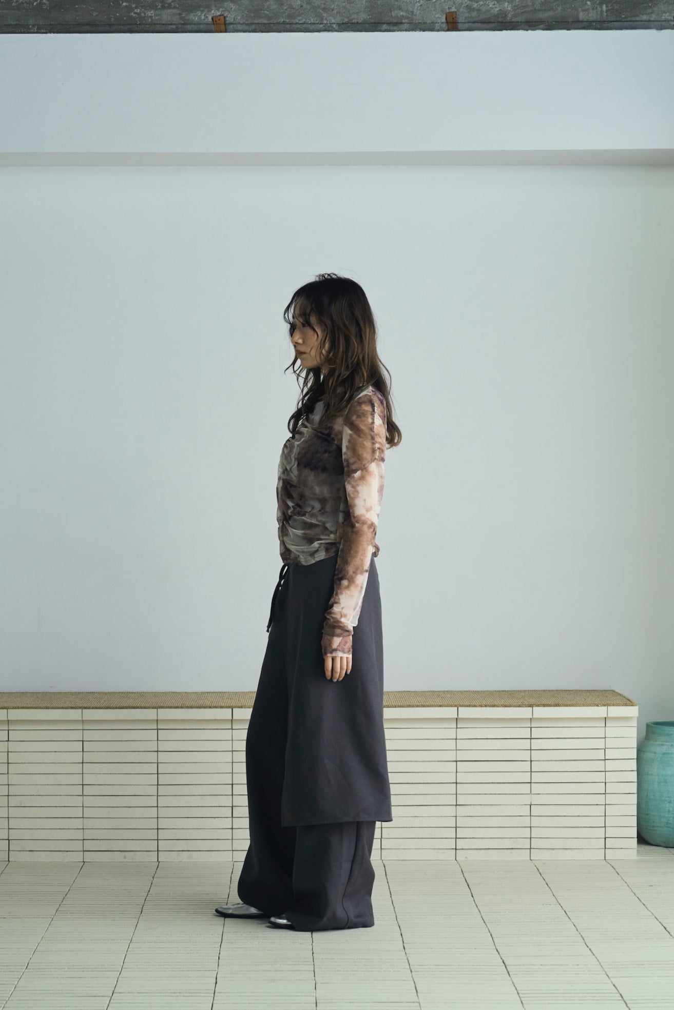 marble sheer shirring tops