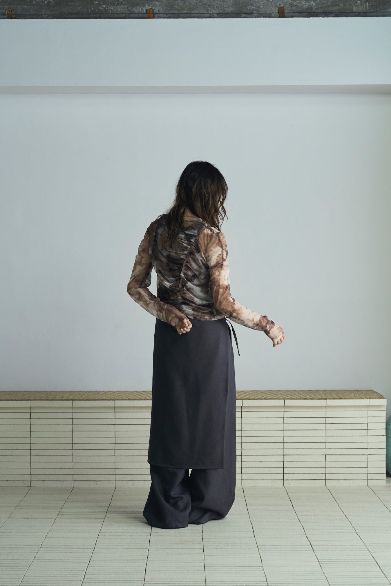 marble sheer shirring tops