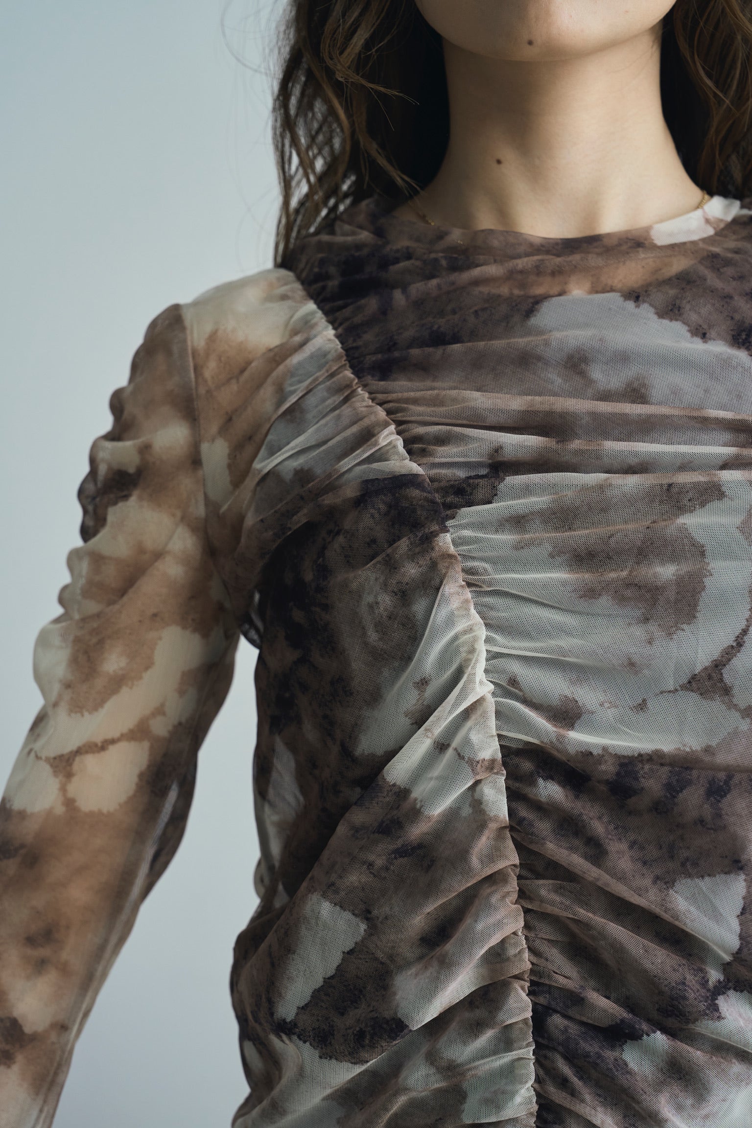 marble sheer shirring tops
