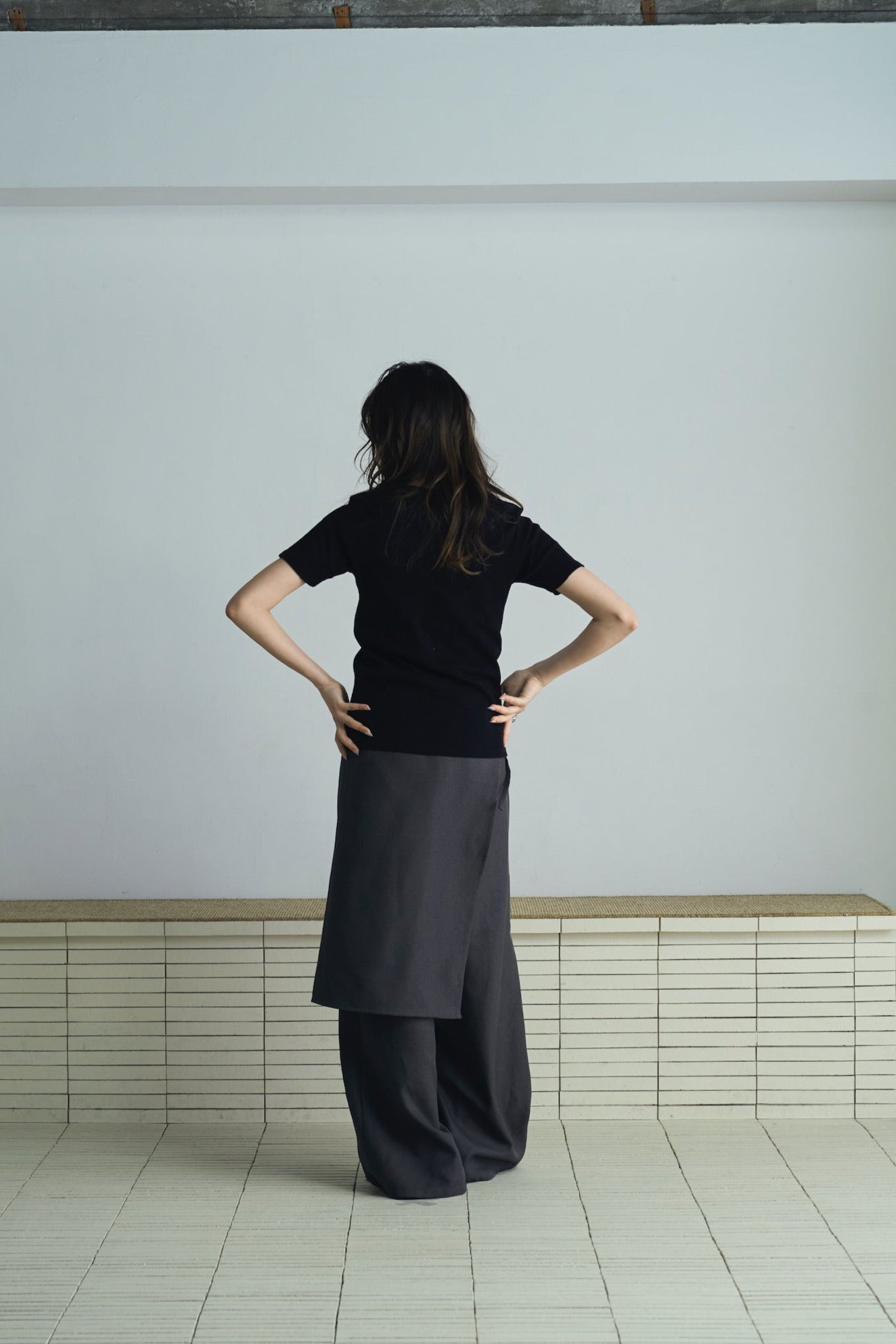 asymmetry snap rib knit