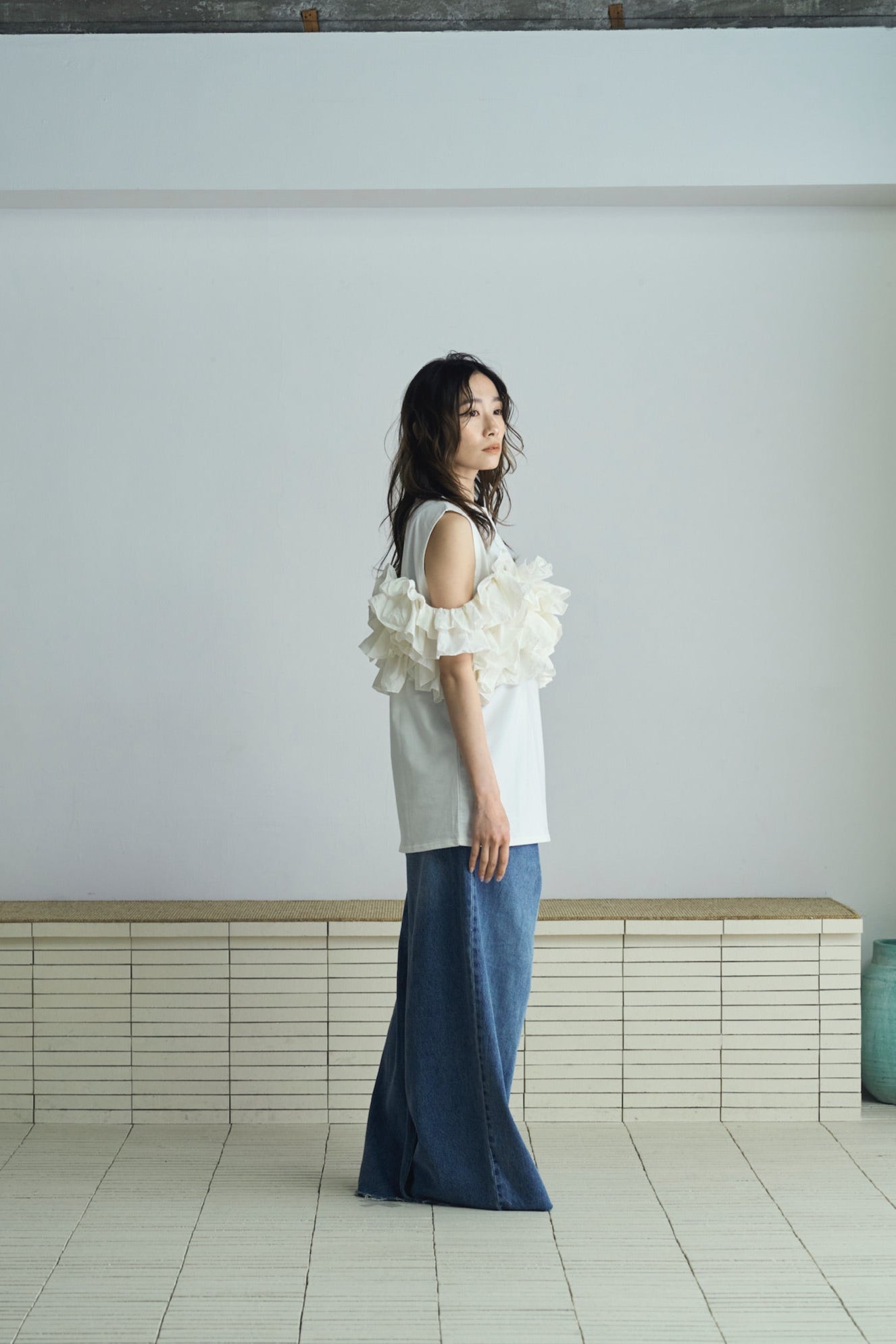 frill design 2way tops