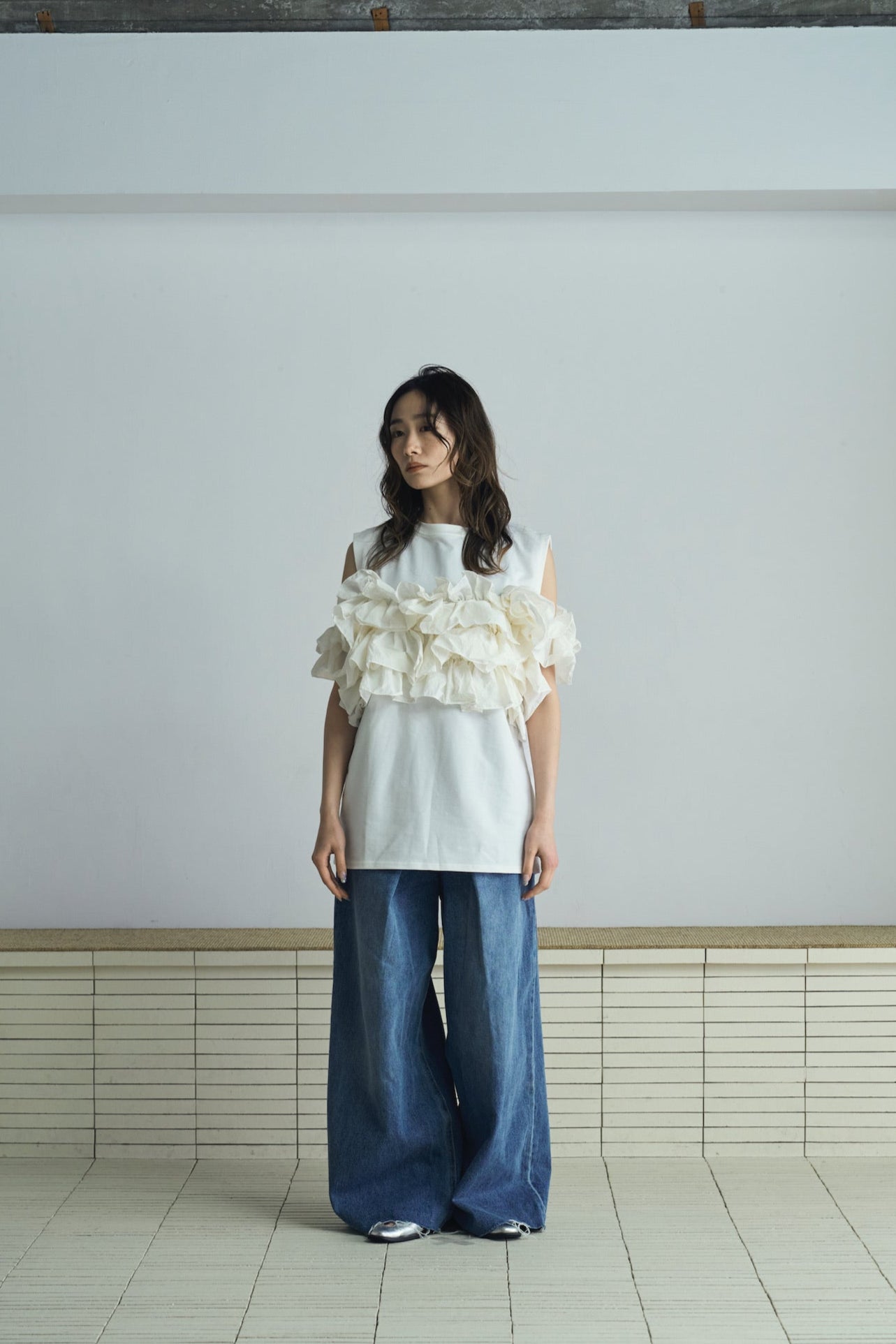 frill design 2way tops
