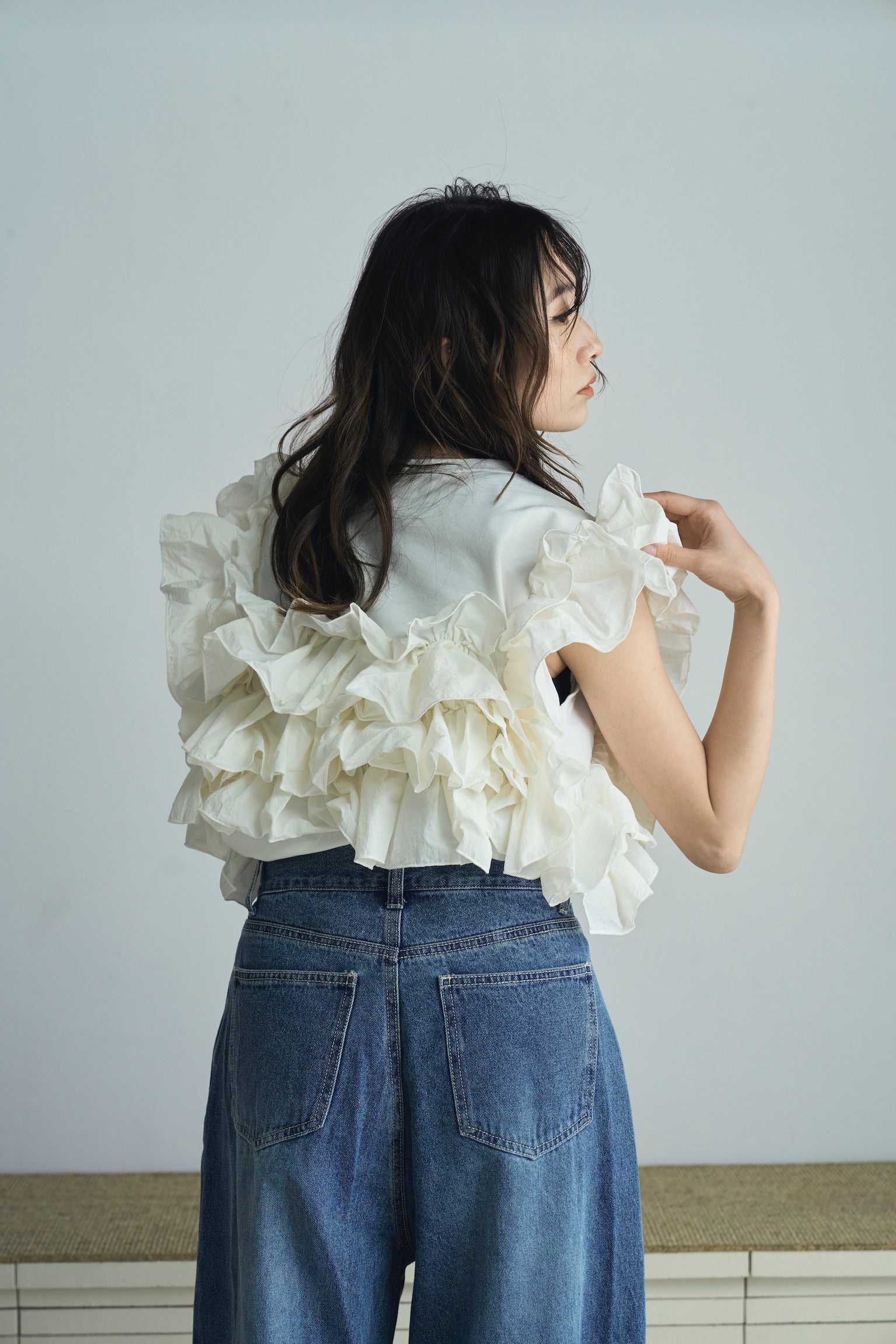 frill design 2way tops