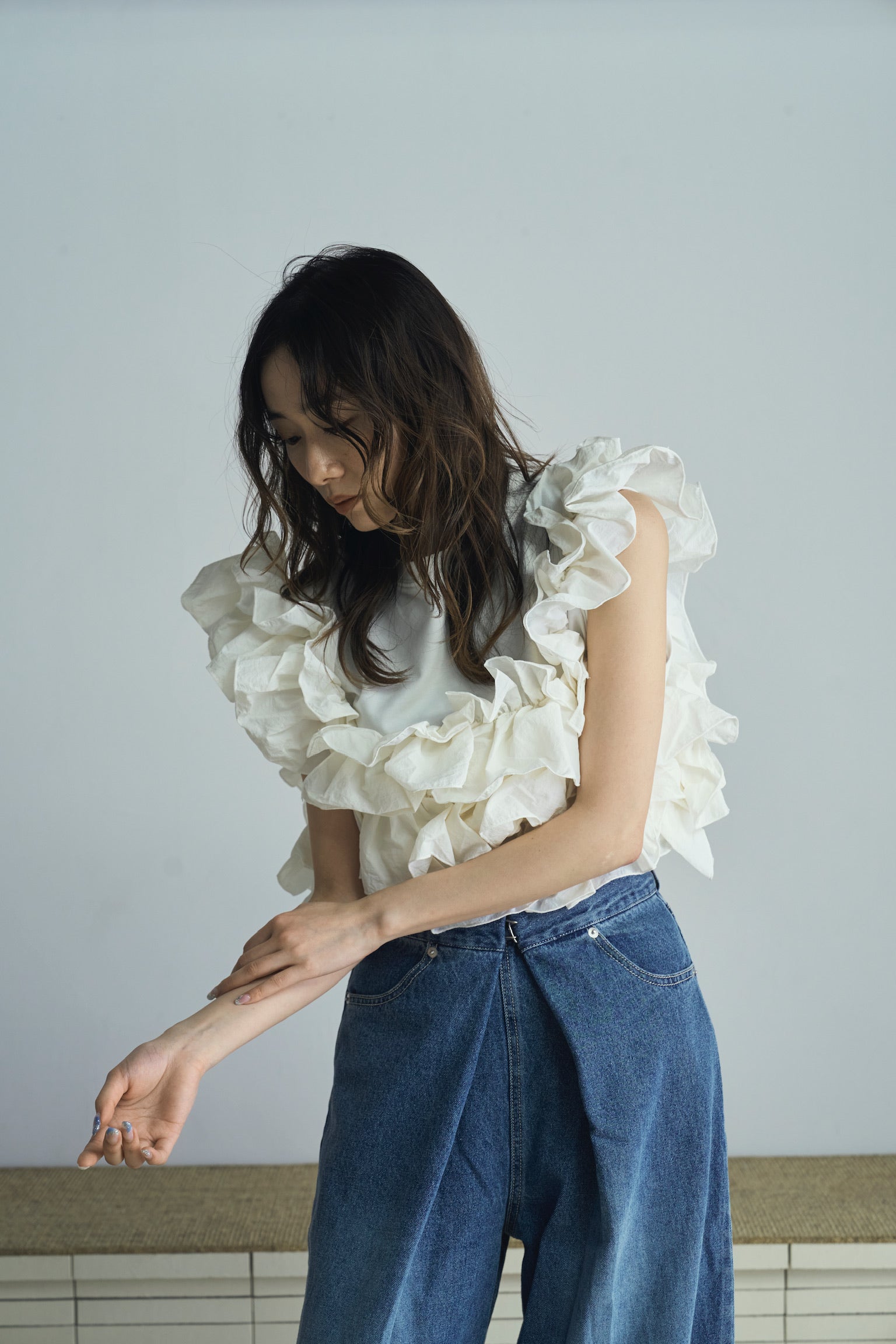 frill design 2way tops