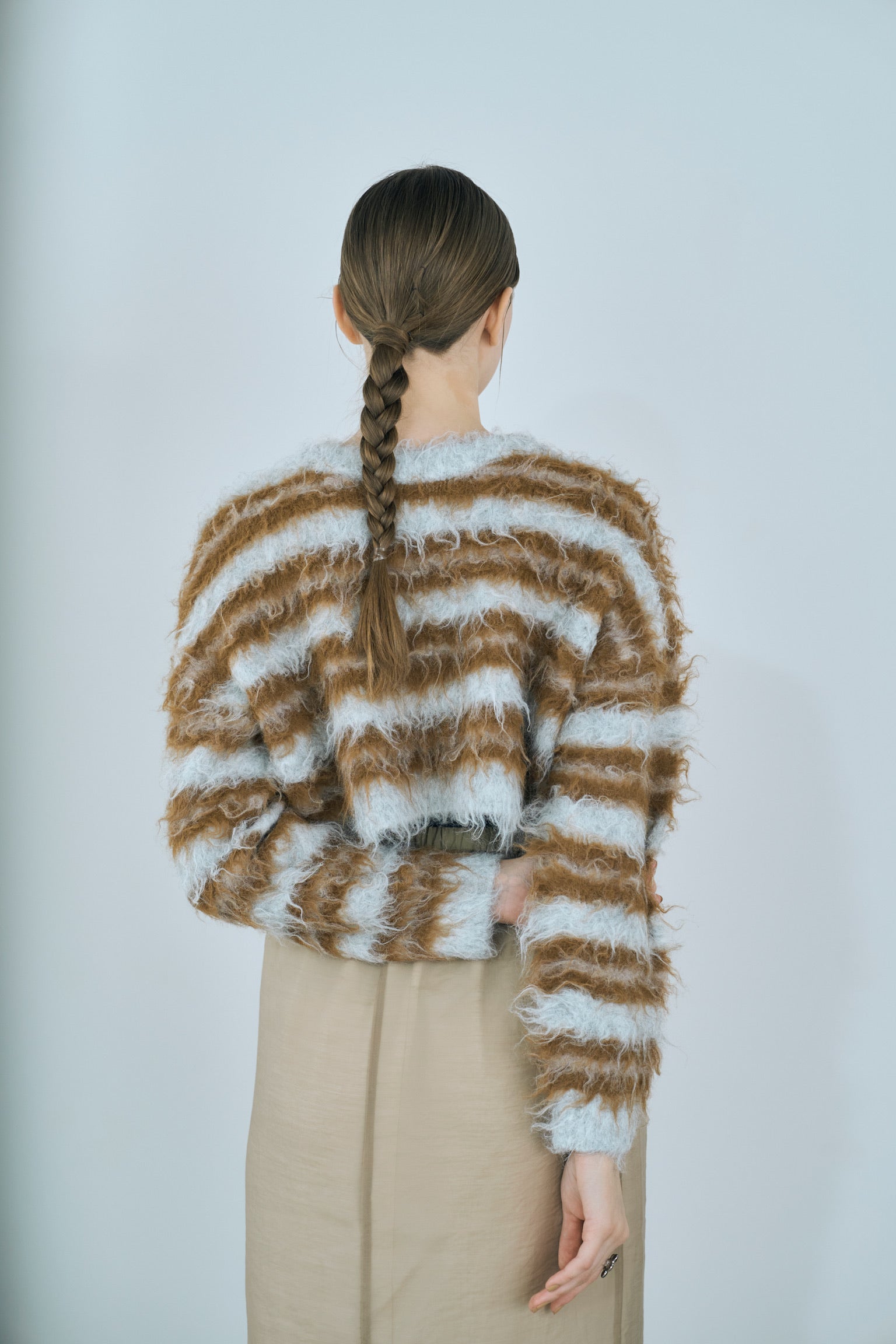 multi border shaggy knit