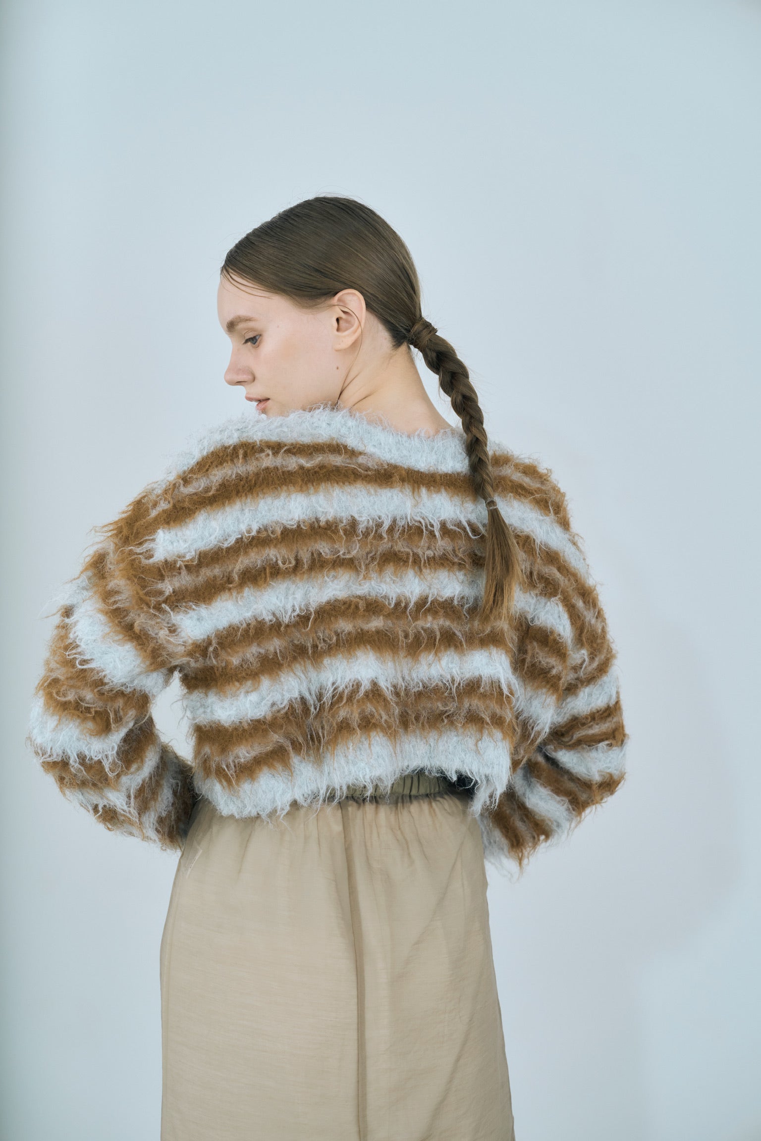 multi border shaggy knit