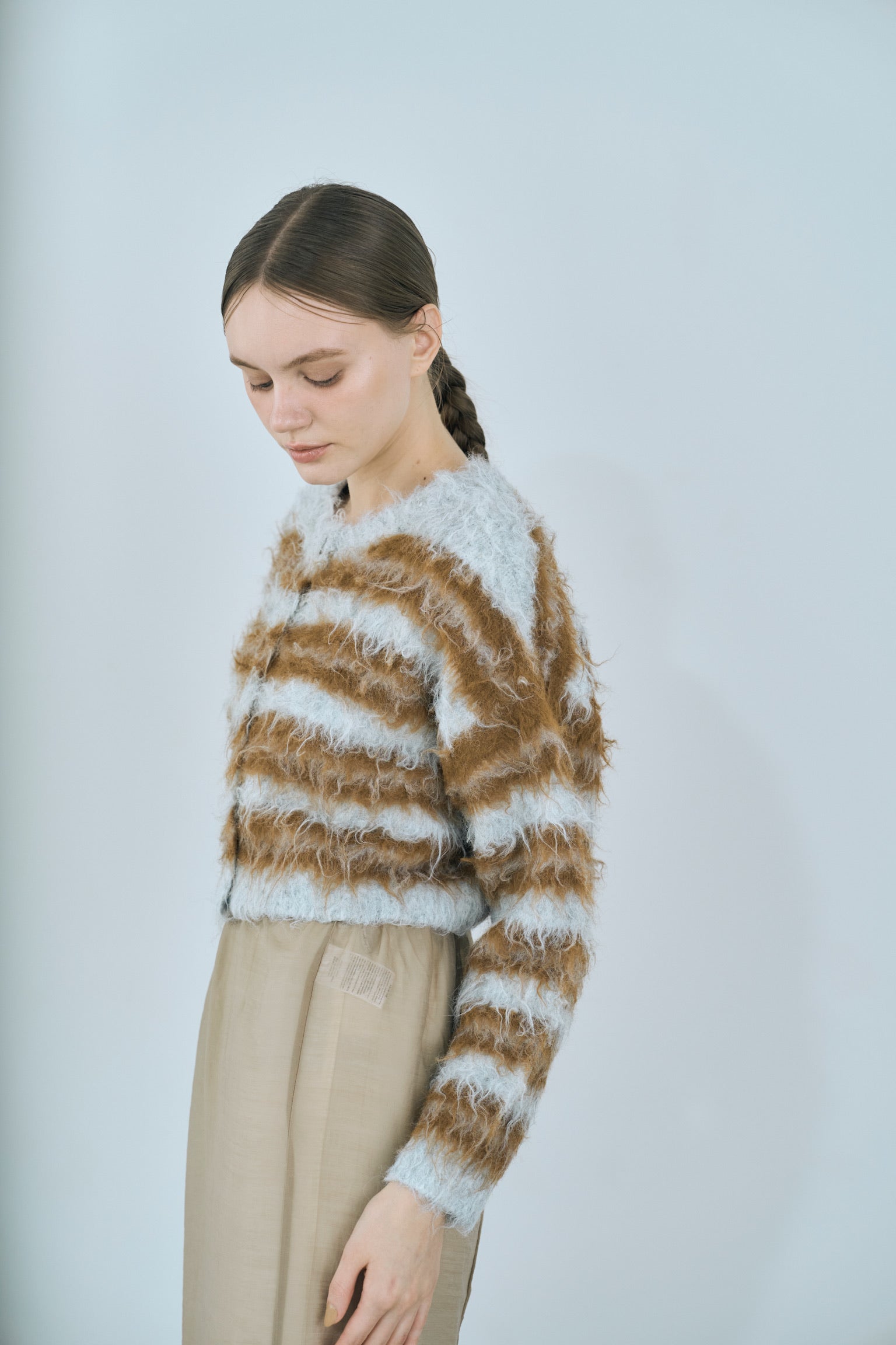 multi border shaggy knit