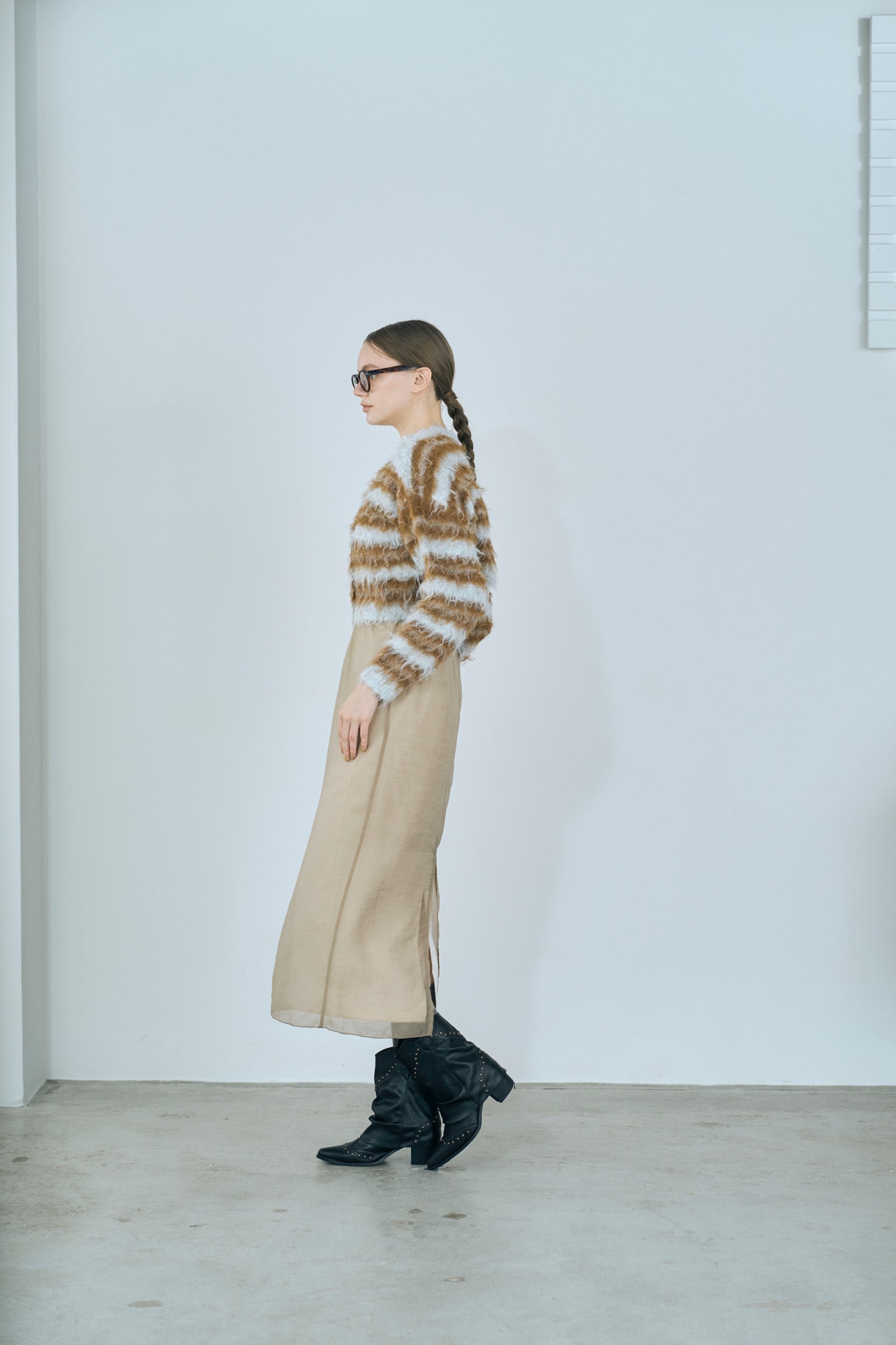multi border shaggy knit