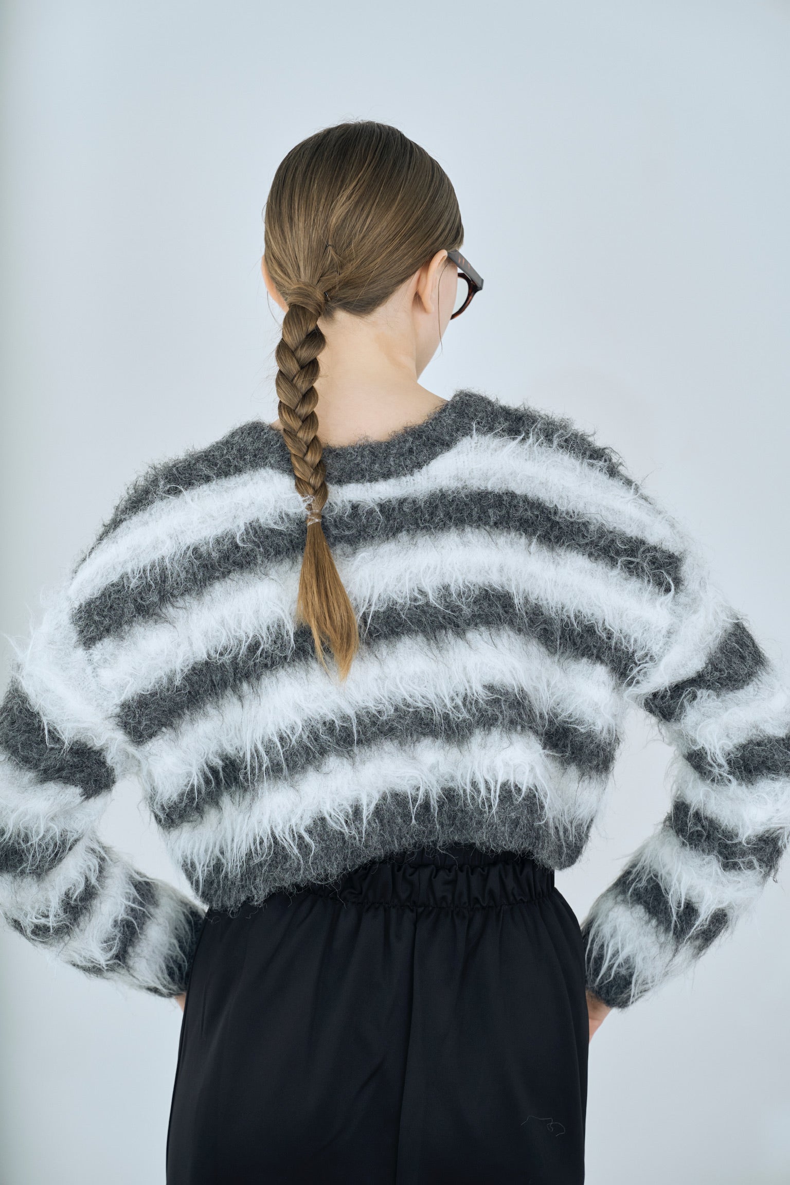 multi border shaggy knit