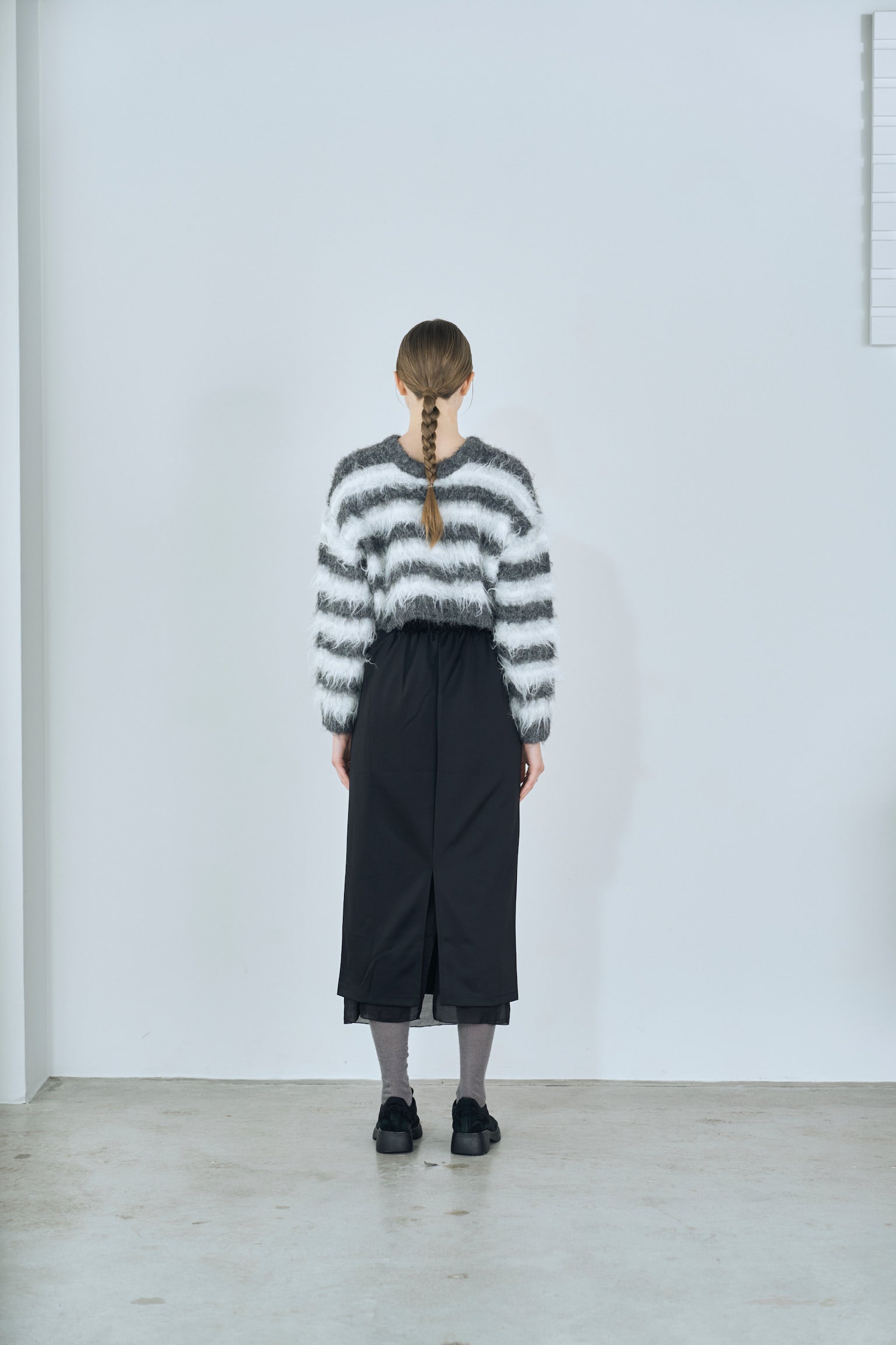 multi border shaggy knit