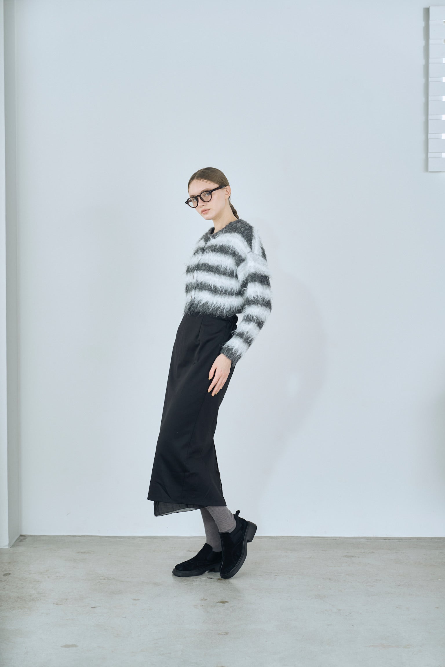 multi border shaggy knit