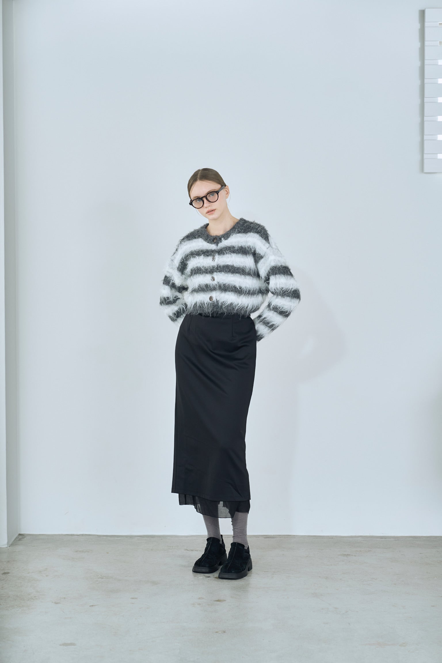 multi border shaggy knit