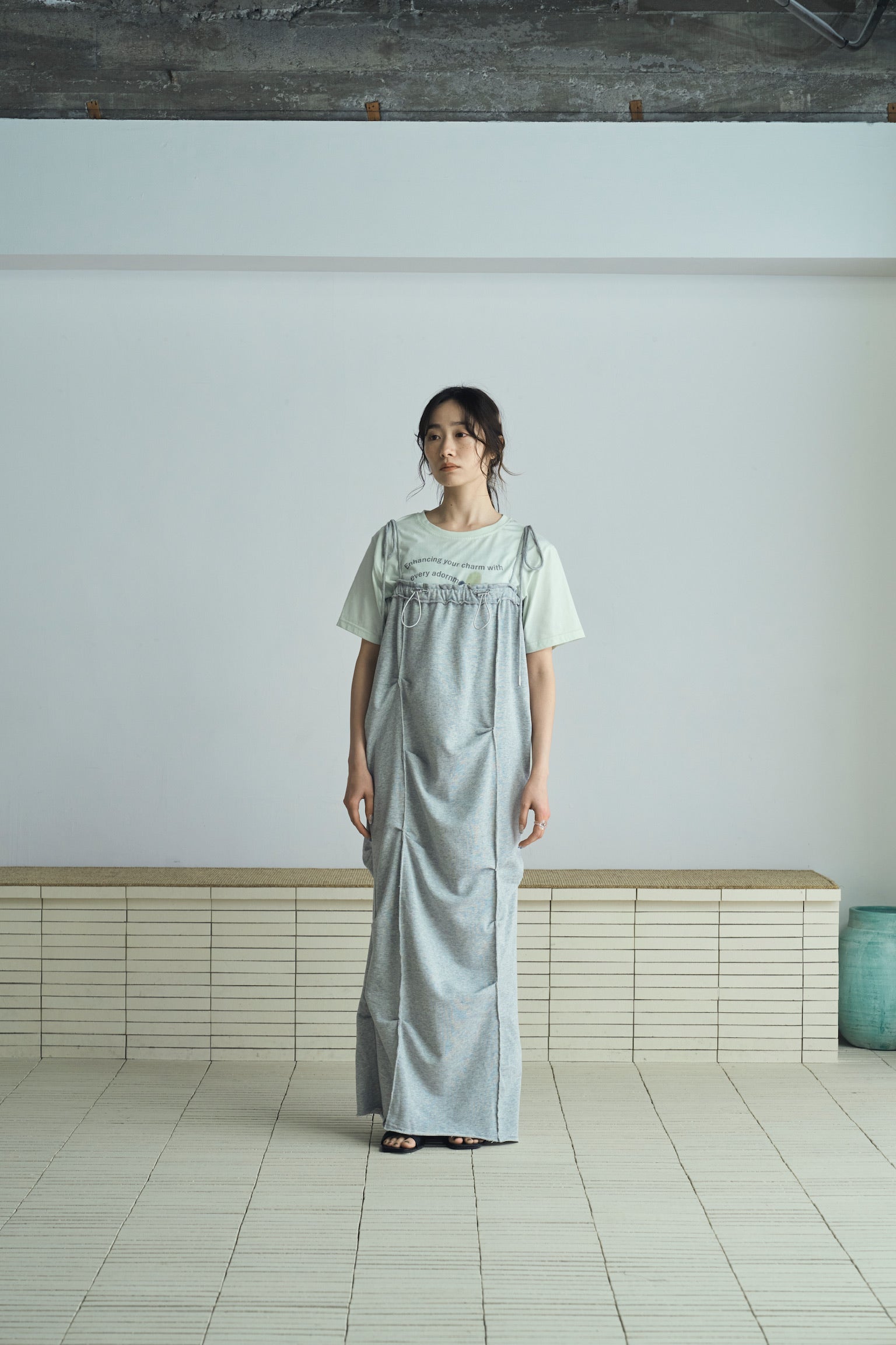 sweat ribbon jumper skirt