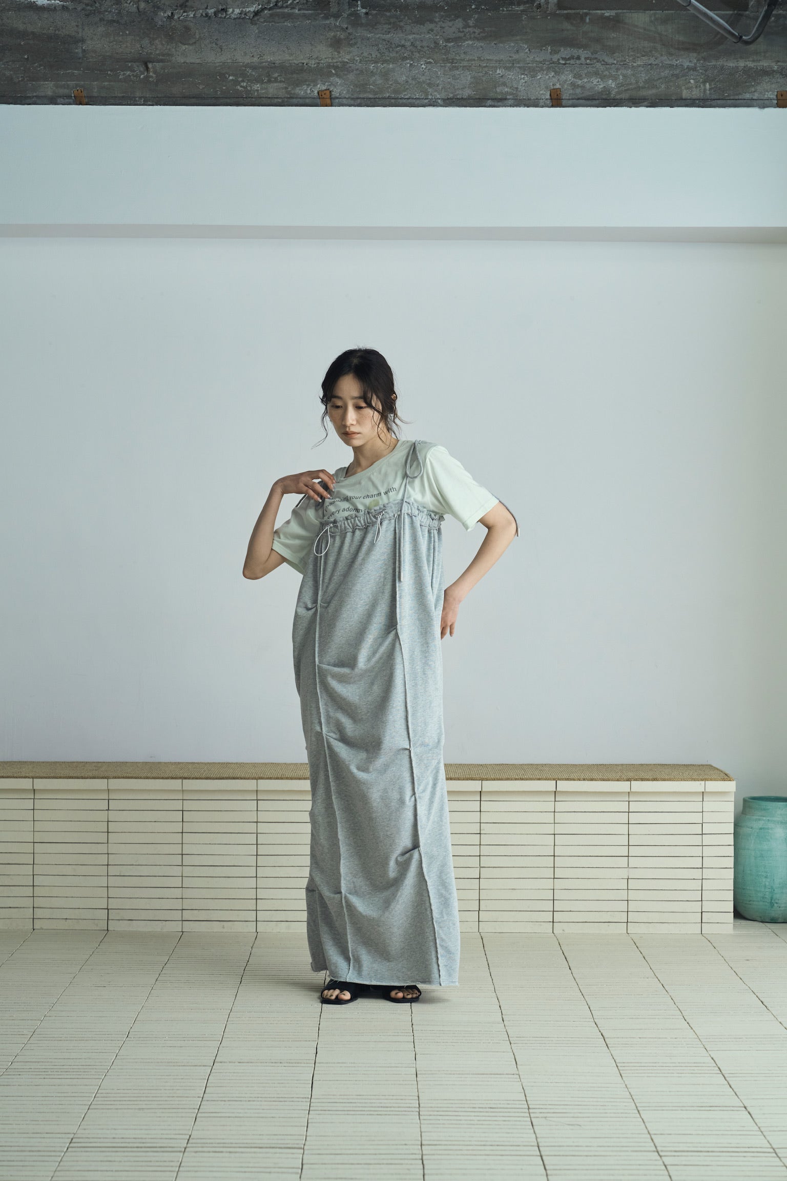 sweat ribbon jumper skirt