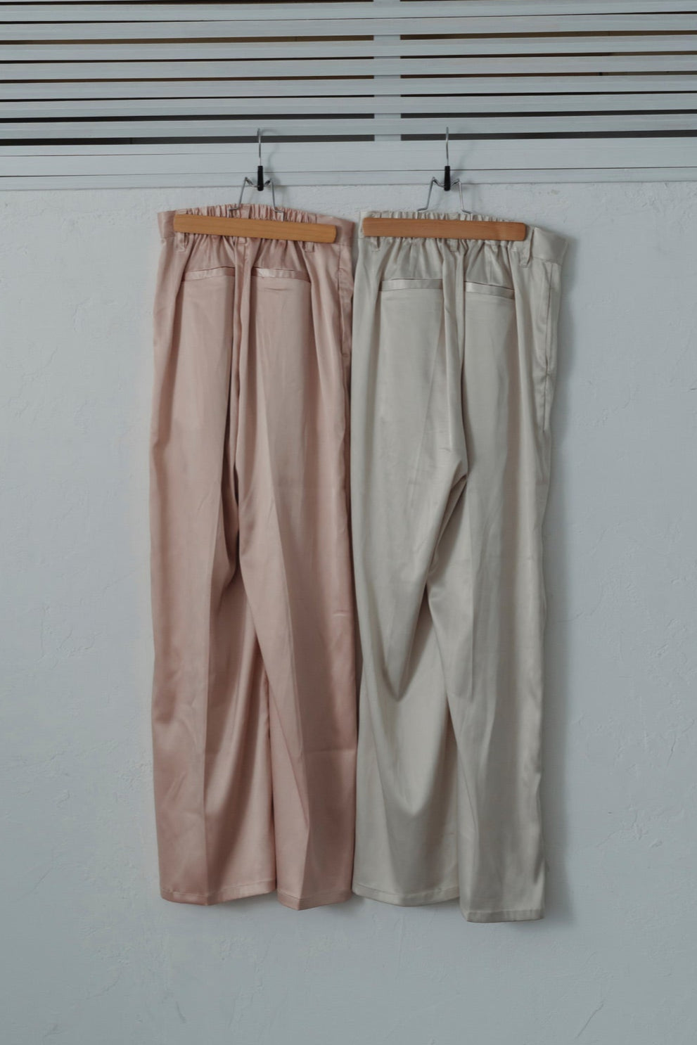 satin tuck pants