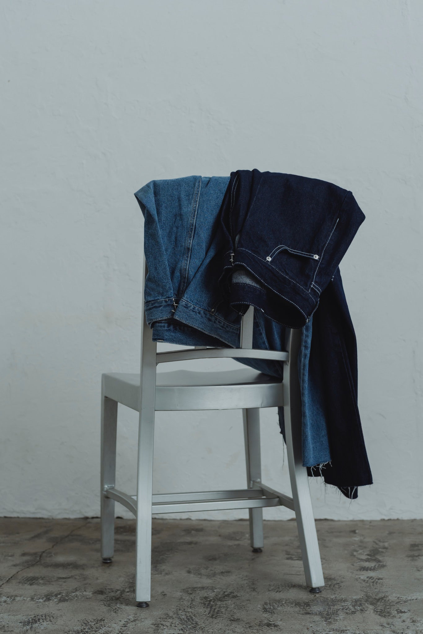 front hook wide denim pants