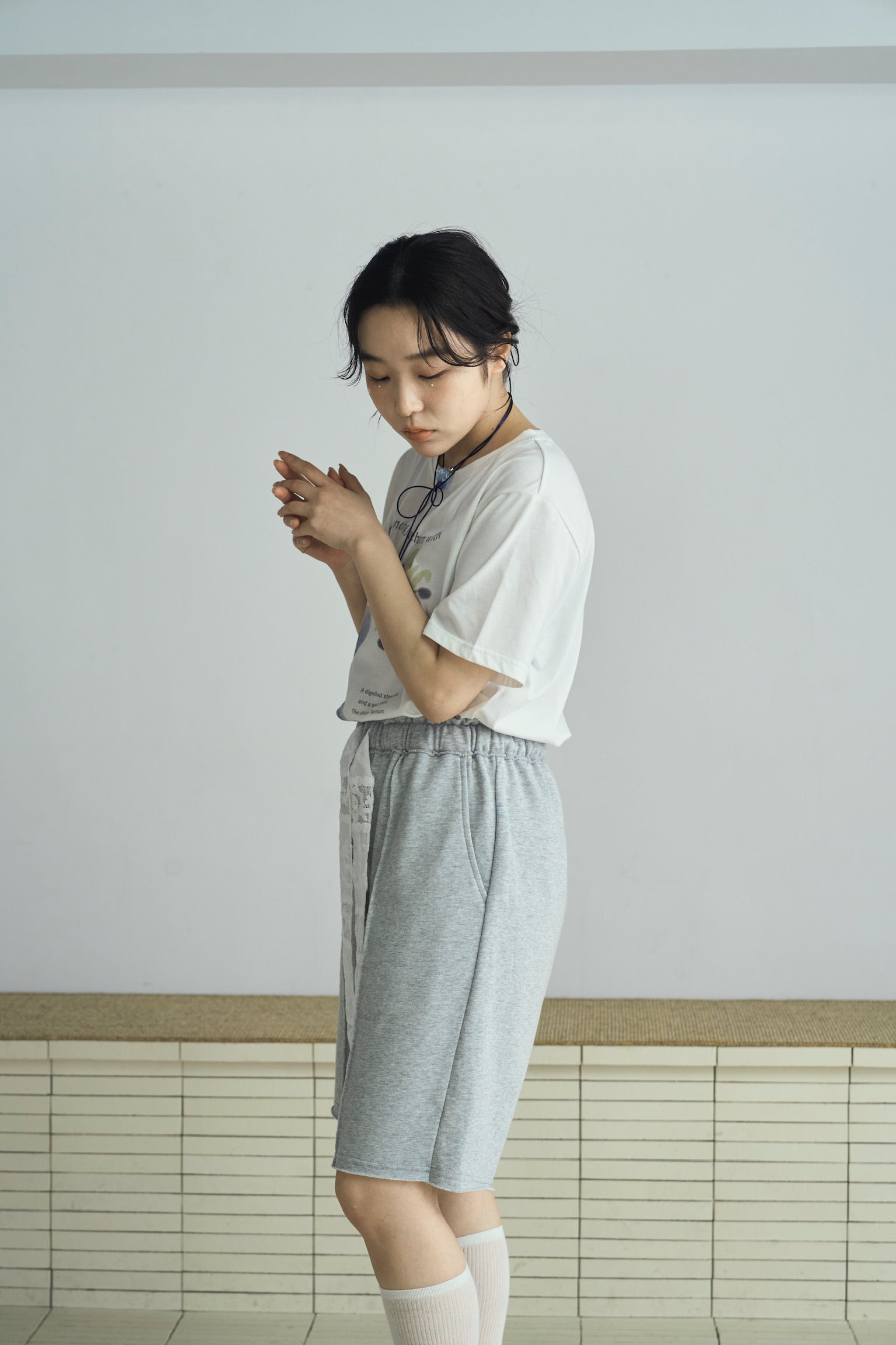 sweat lace half pants