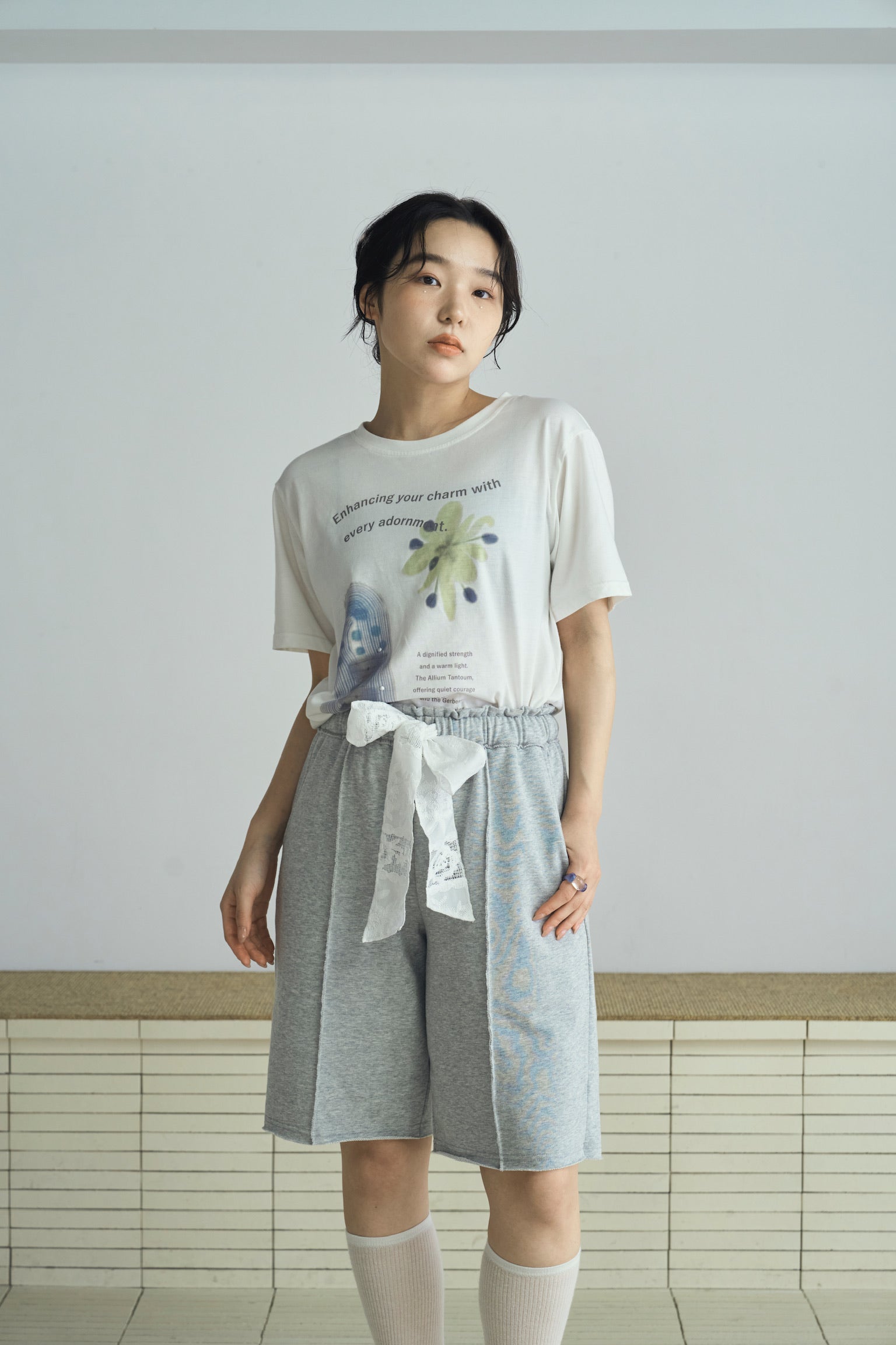 sweat lace half pants