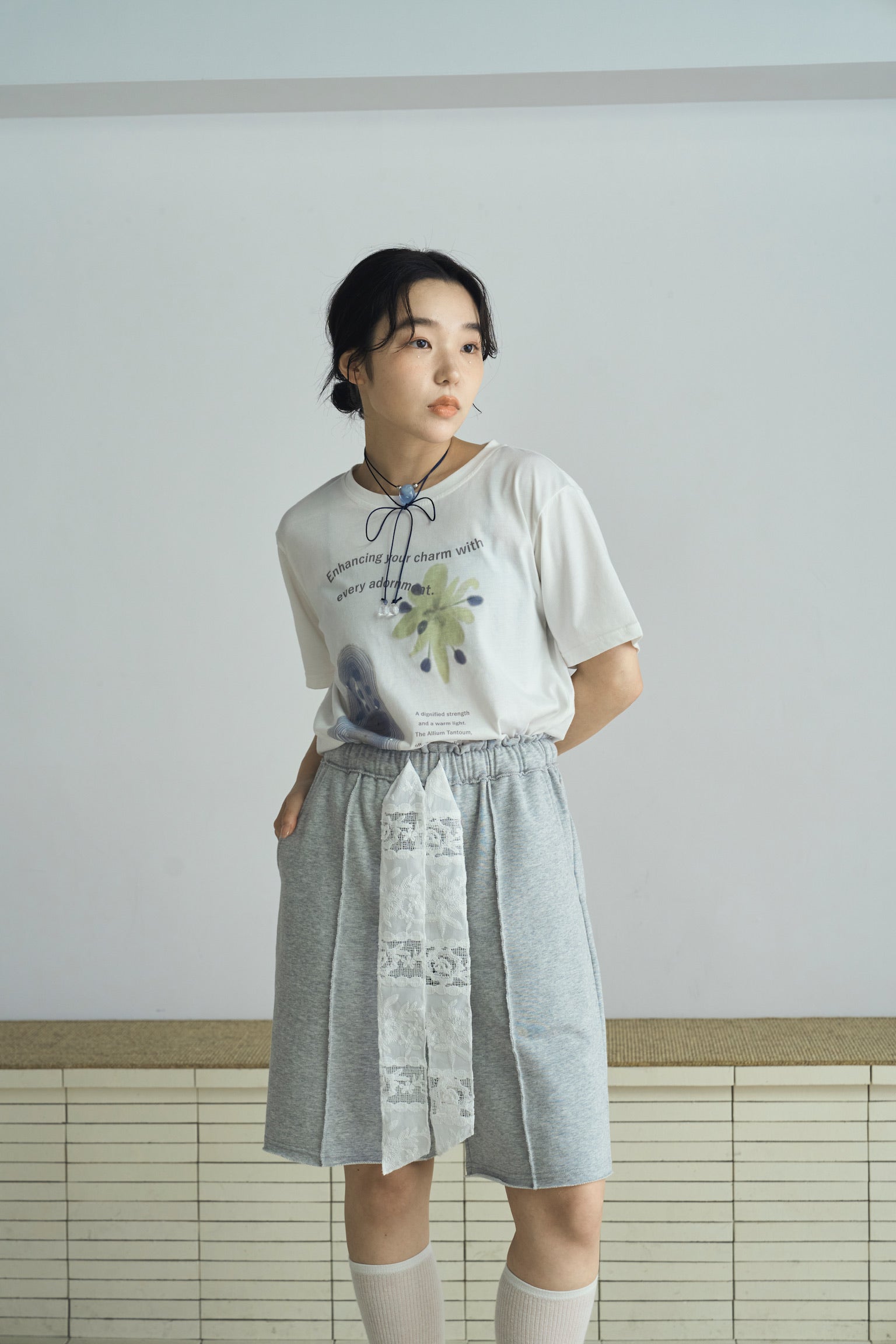 sweat lace half pants
