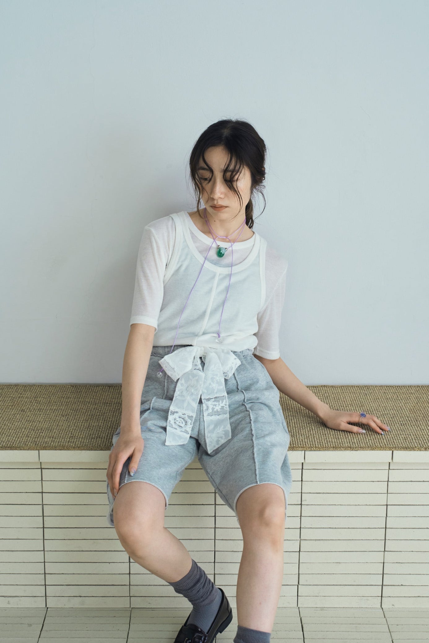 sweat lace half pants