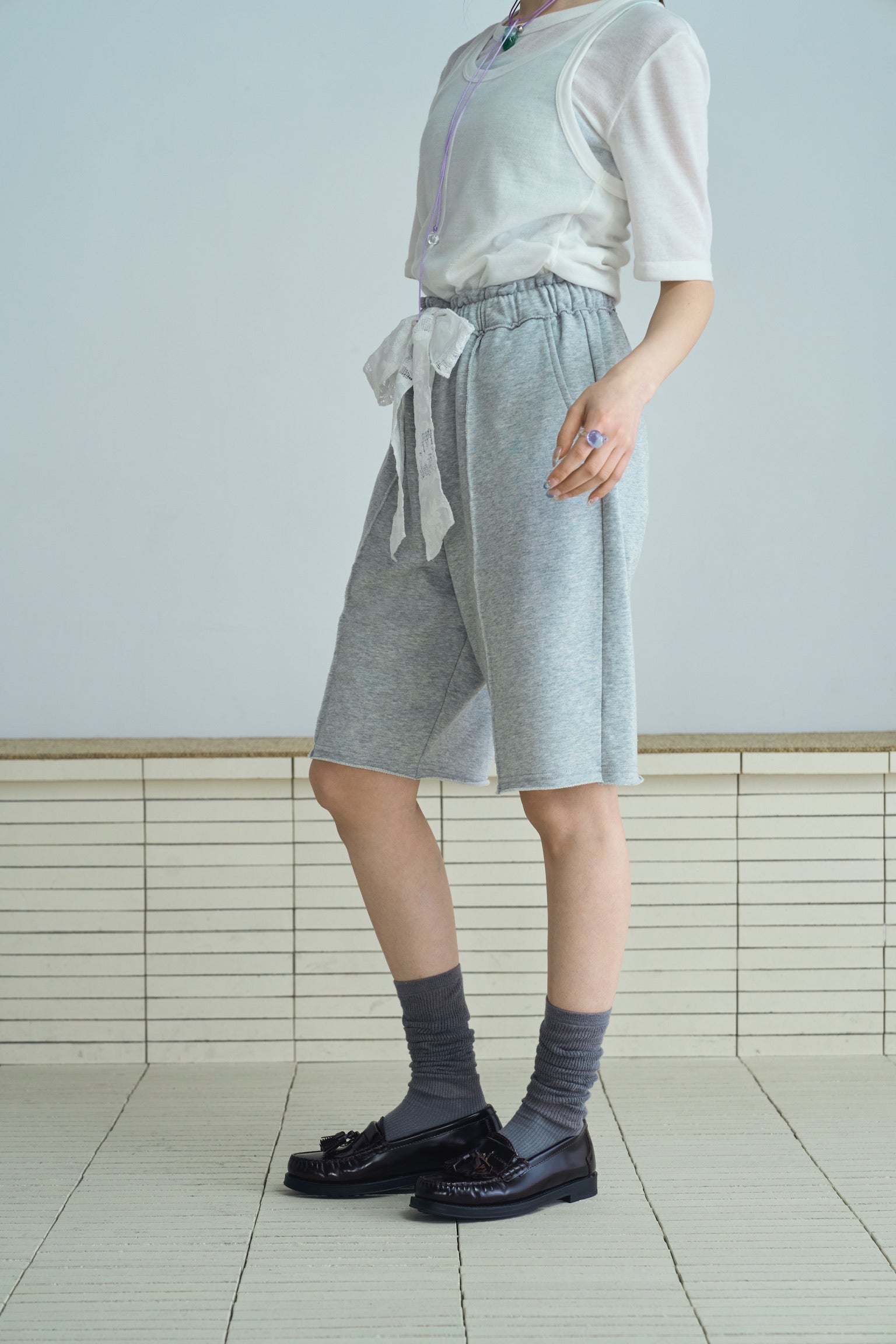 sweat lace half pants