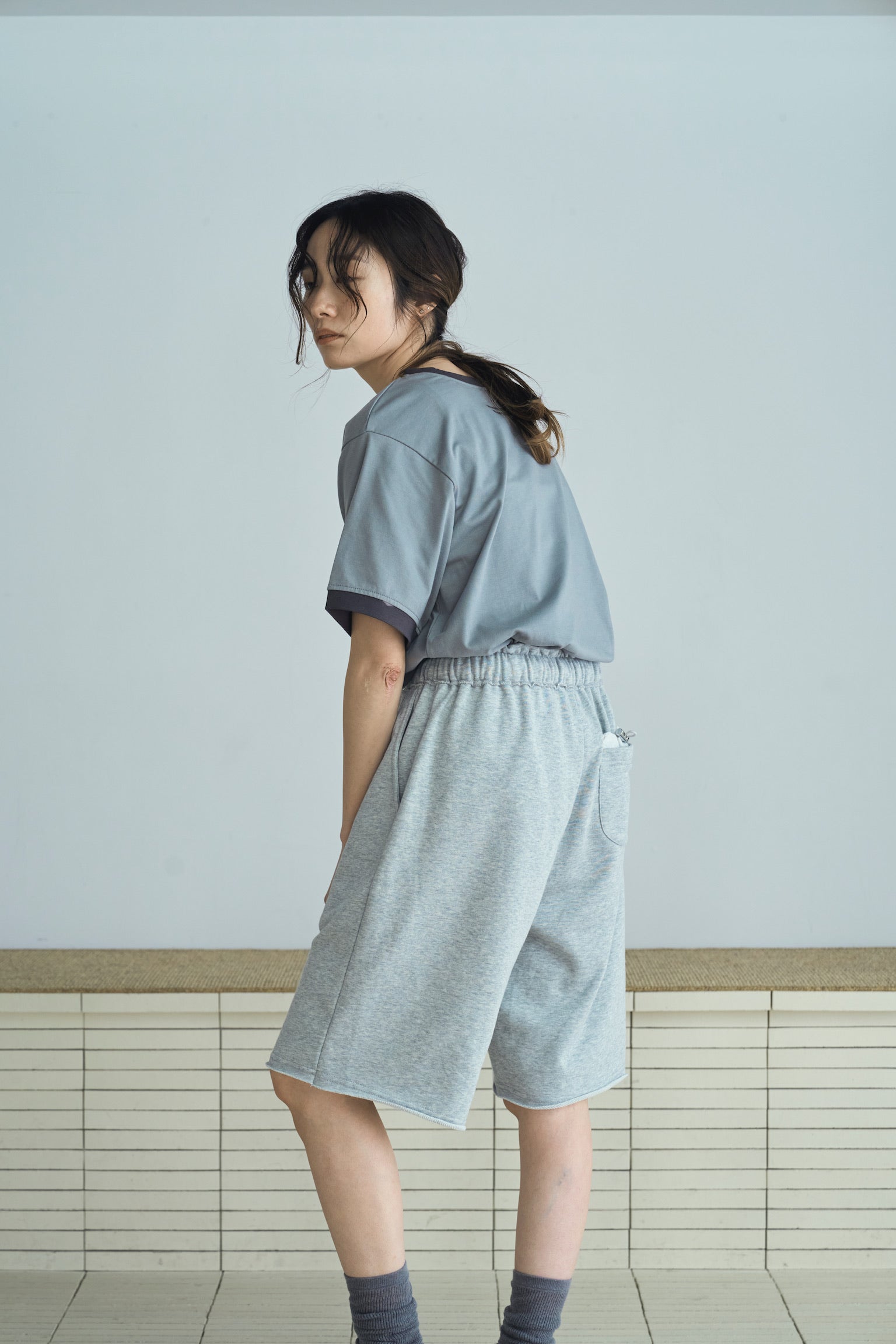 sweat lace half pants