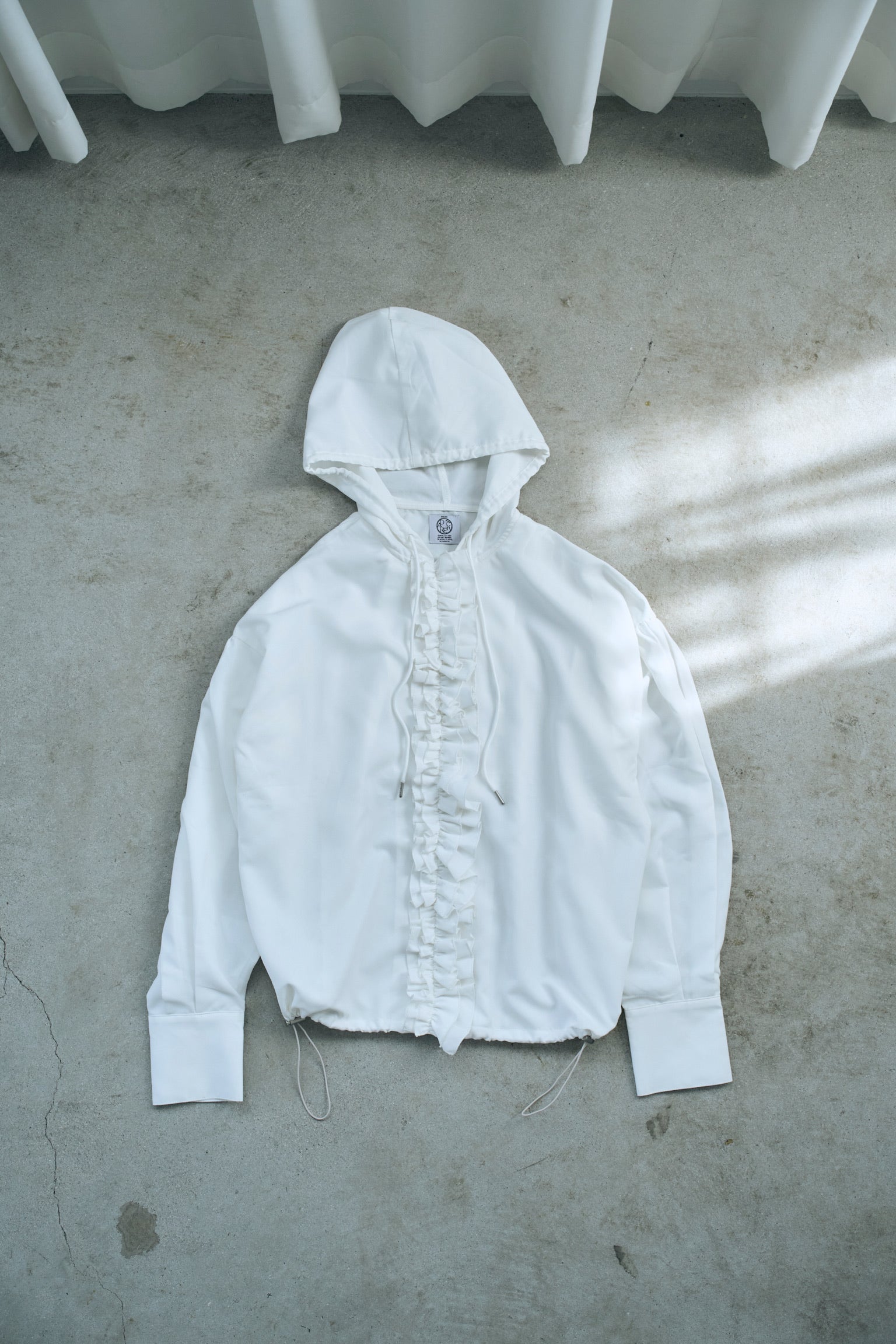 drawstring frill hoodie