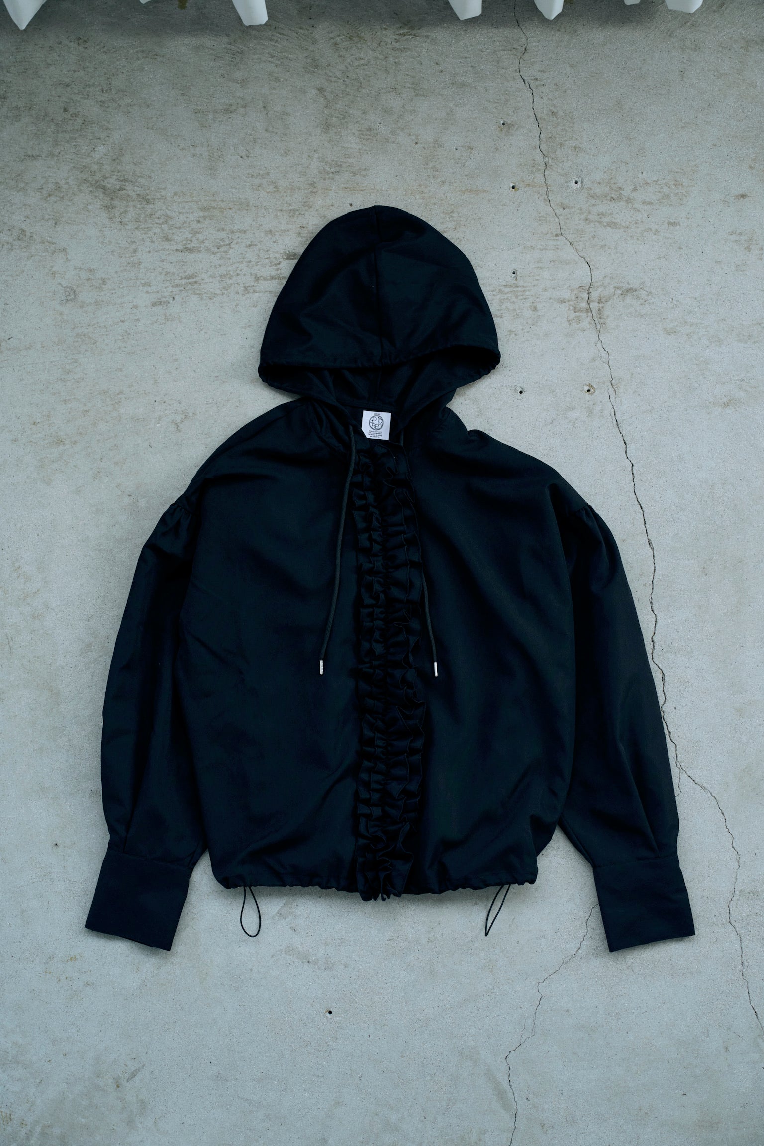 drawstring frill hoodie