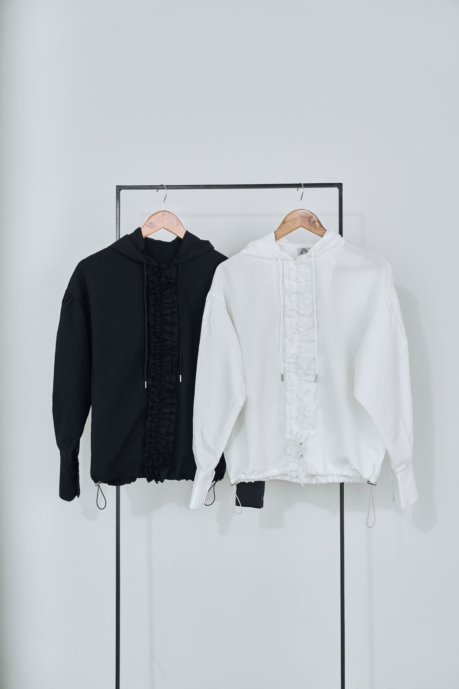 drawstring frill hoodie