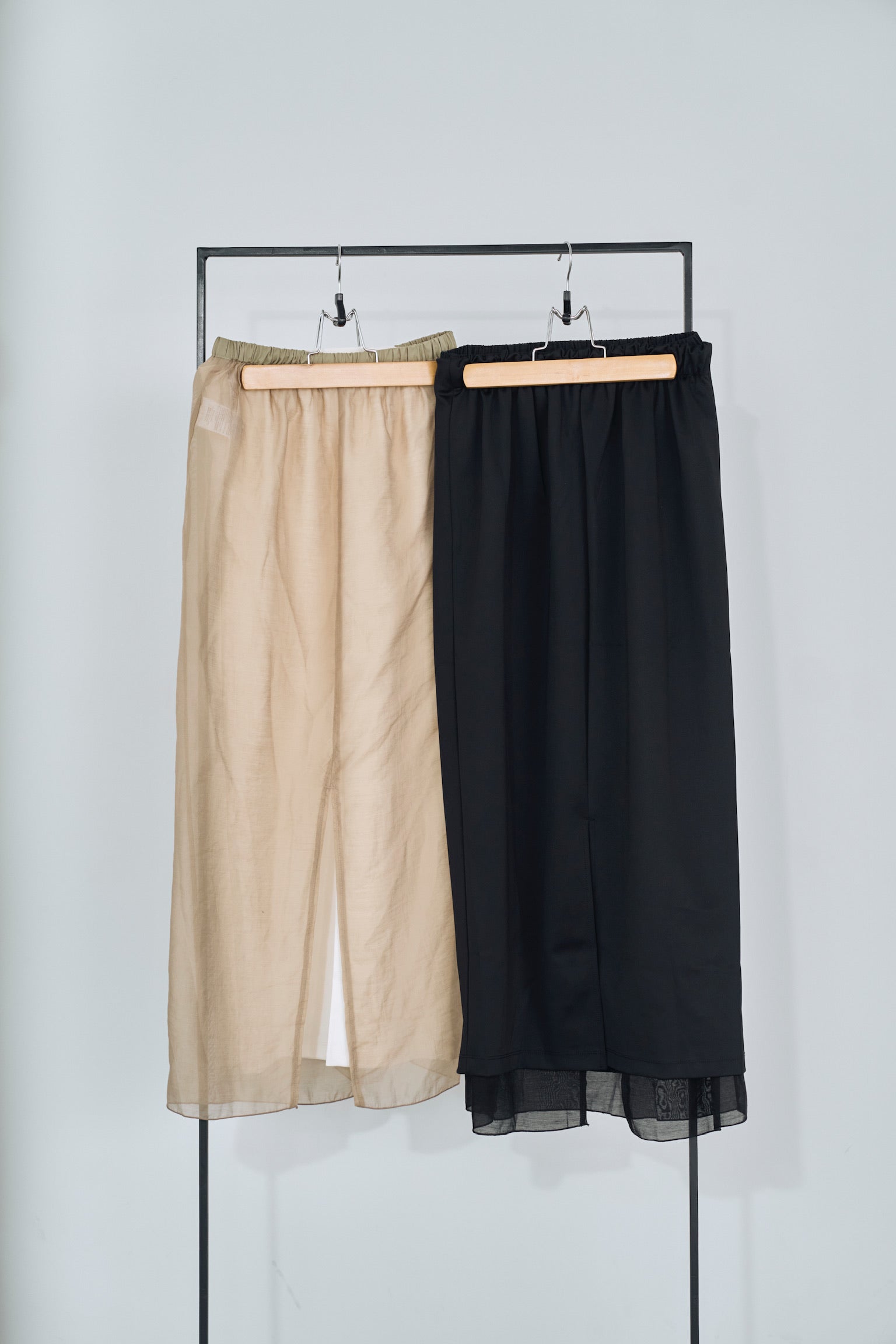 satin & sheer layered skirt