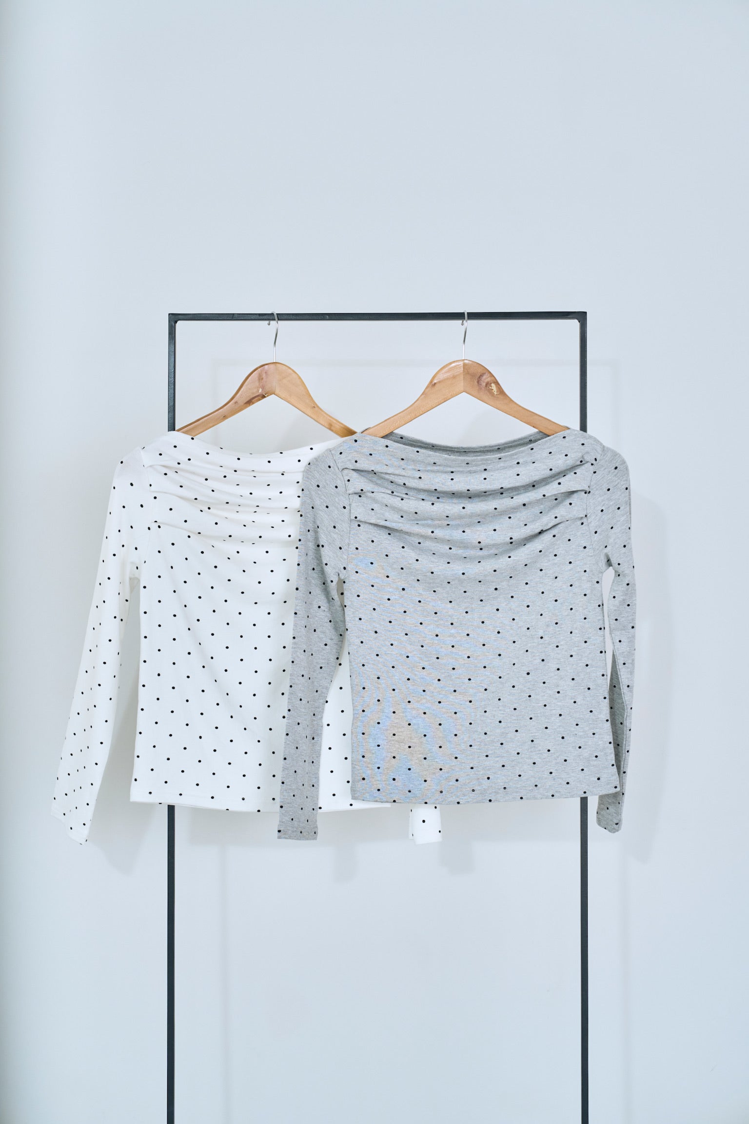dot off shoulder tops