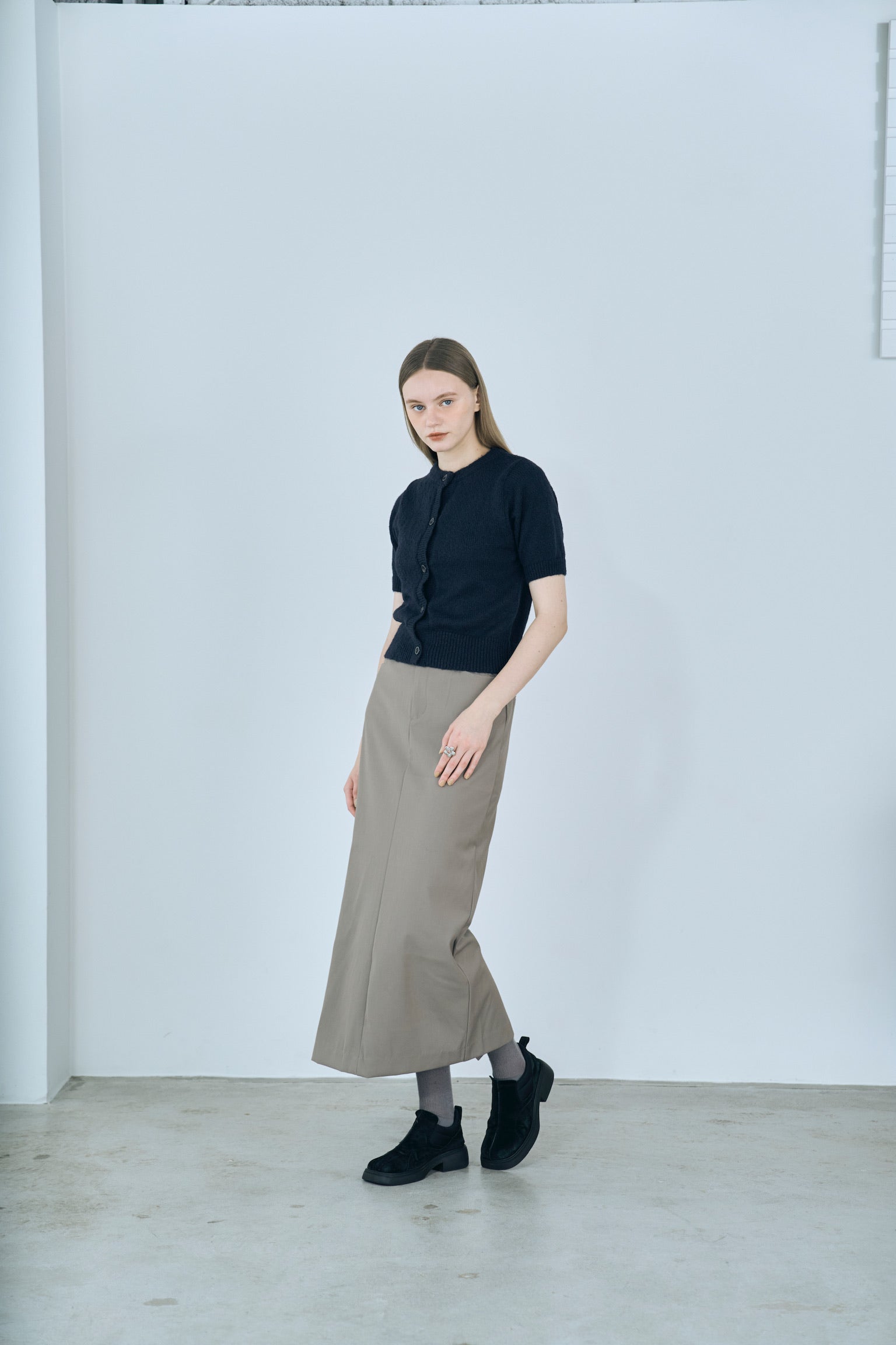 twill narrow long skirt