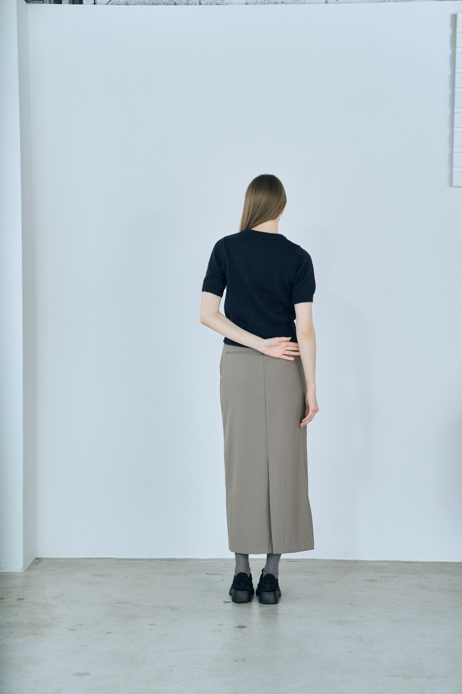 twill narrow long skirt